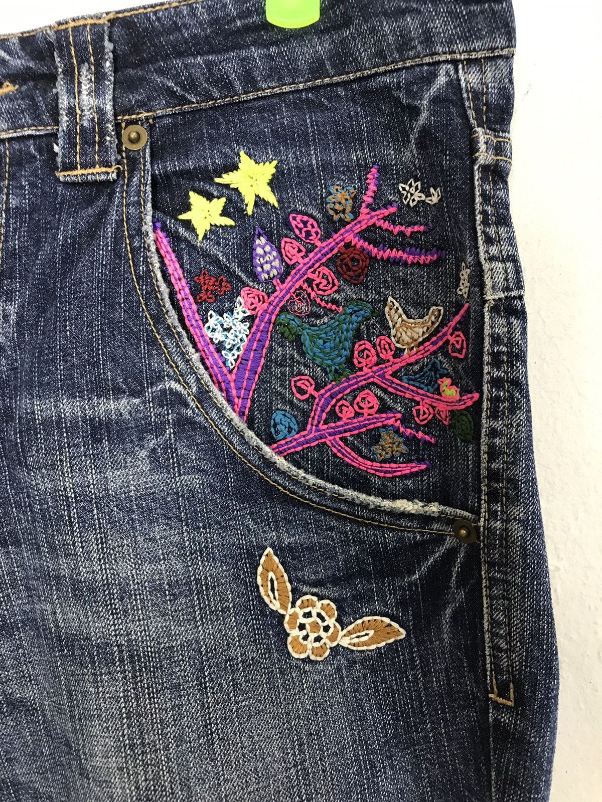 Japanese Brand Vintage As Knowas De Base Embroidery Buterfly Back Denim Size US 33 - 4 Thumbnail