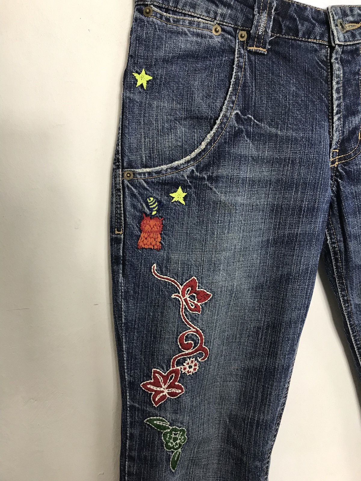 Japanese Brand Vintage As Knowas De Base Embroidery Buterfly Back Denim Size US 33 - 6 Thumbnail