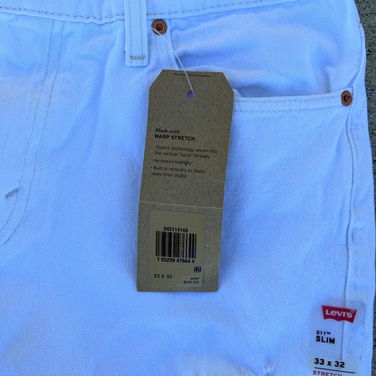 Levi's Levi’s 511 NWT Slim Distressed 33 x 32 White Jeans $69 MSRP Size US 33 - 6 Thumbnail