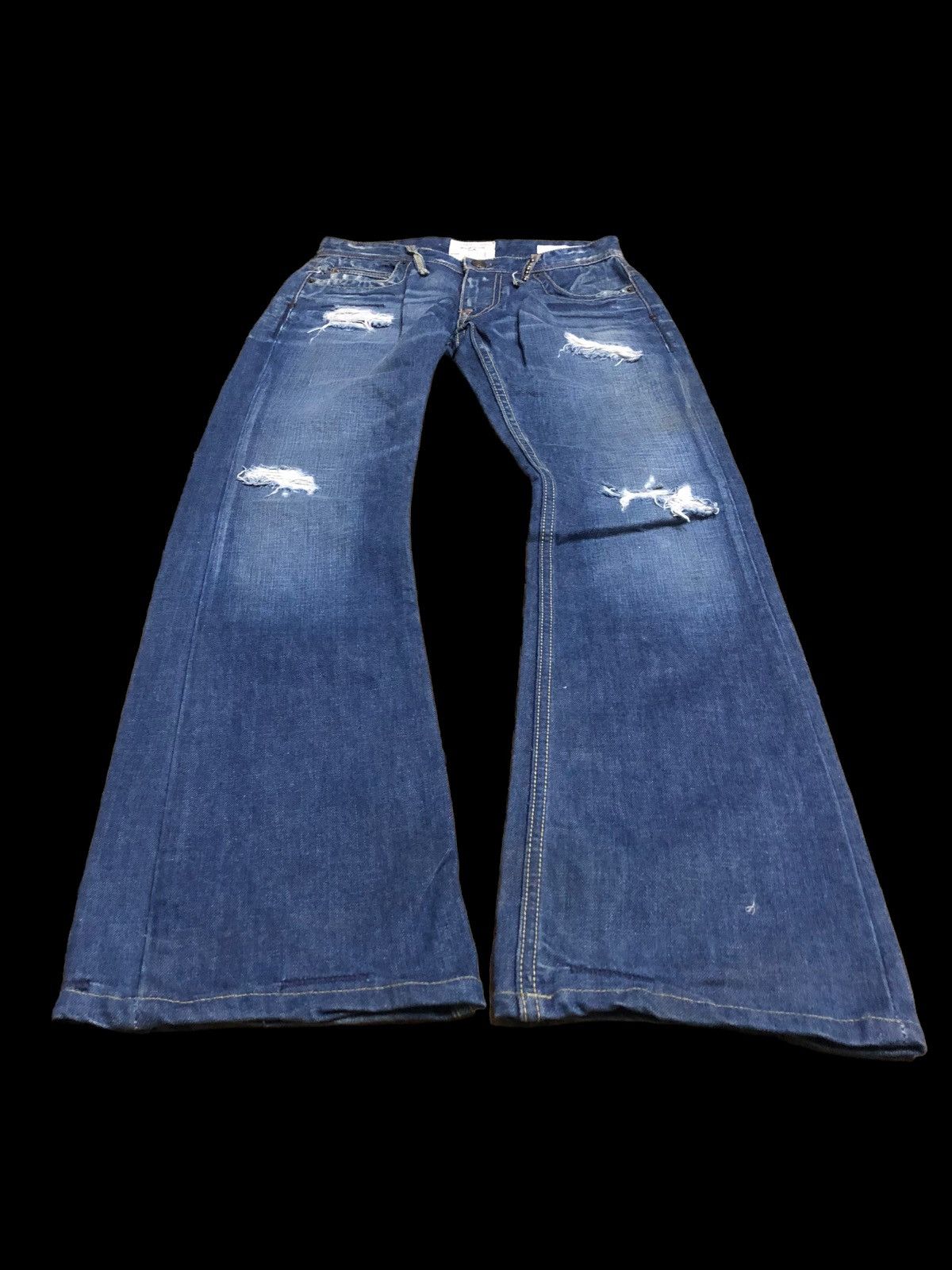 Jimmy Taverniti FLARED⚡️DISTRESSED WASHED BLUE DENIM Size US 28 / EU 44 - 4 Thumbnail