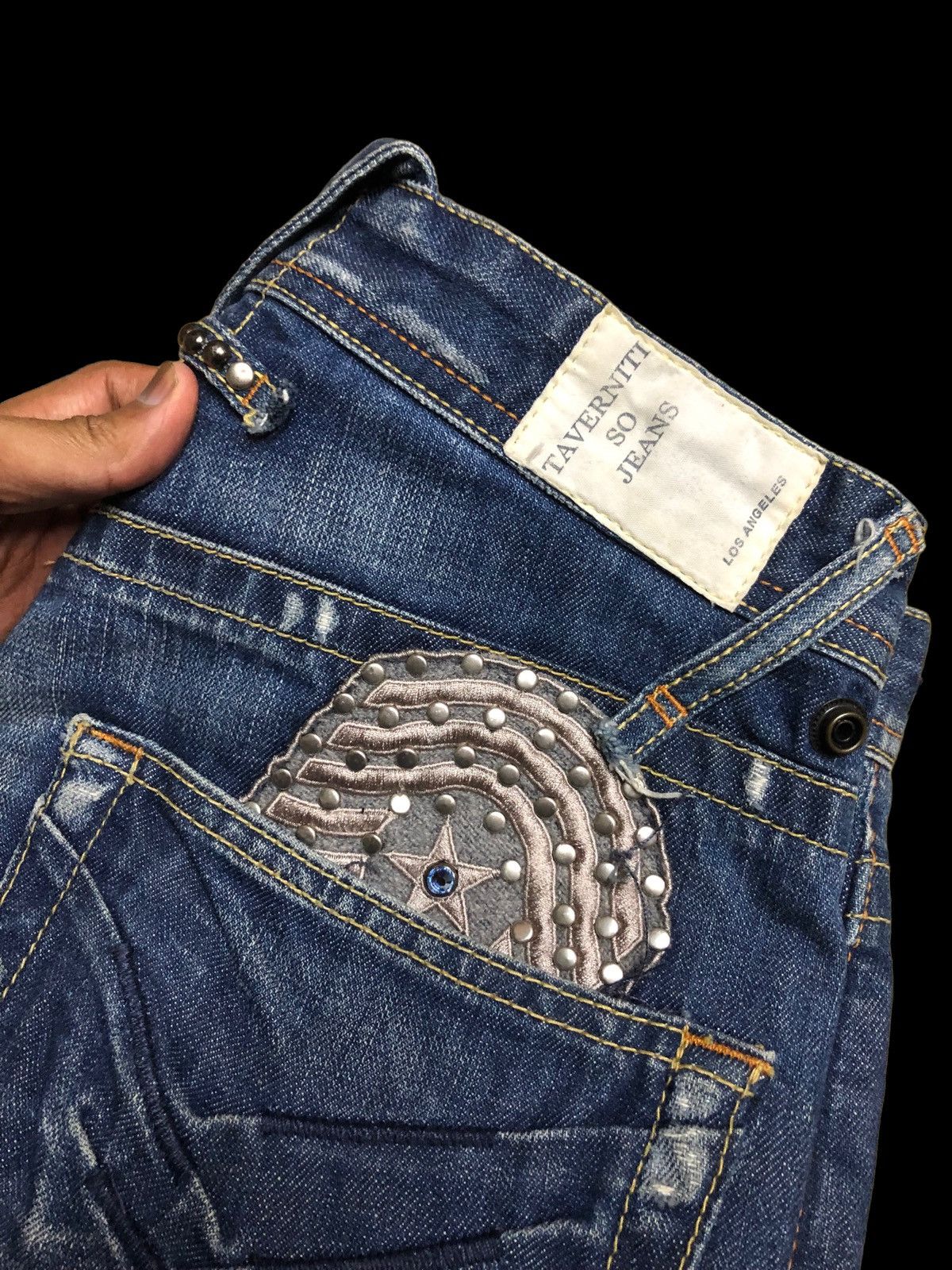Jimmy Taverniti FLARED⚡️DISTRESSED WASHED BLUE DENIM Size US 28 / EU 44 - 6 Thumbnail