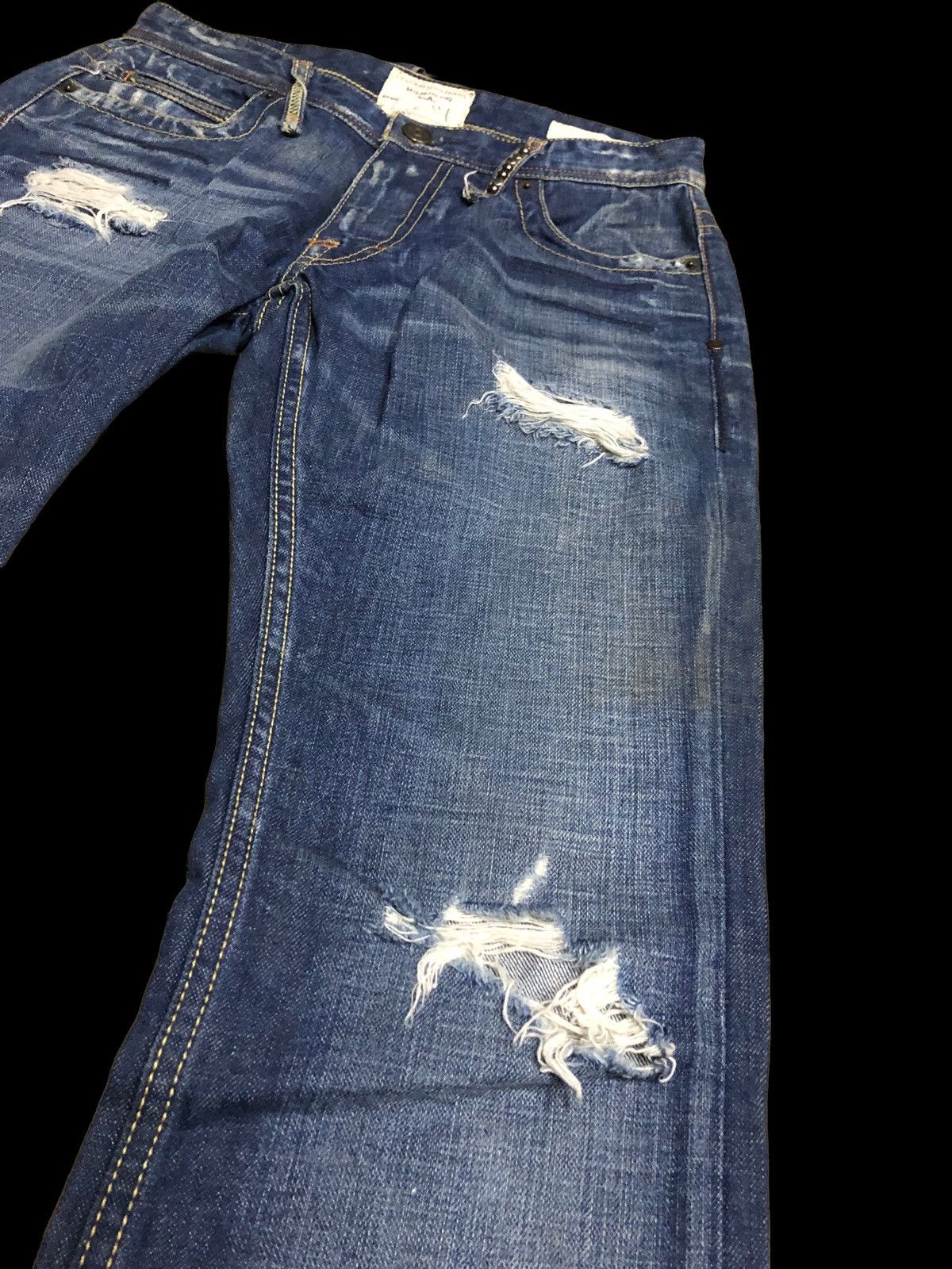 Jimmy Taverniti FLARED⚡️DISTRESSED WASHED BLUE DENIM Size US 28 / EU 44 - 2 Thumbnail