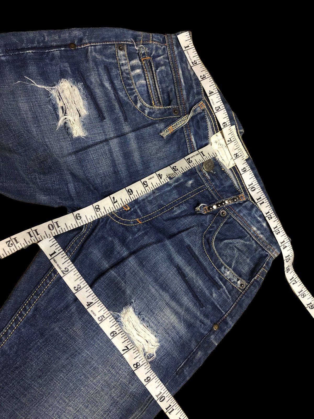 Jimmy Taverniti FLARED⚡️DISTRESSED WASHED BLUE DENIM Size US 28 / EU 44 - 9 Thumbnail