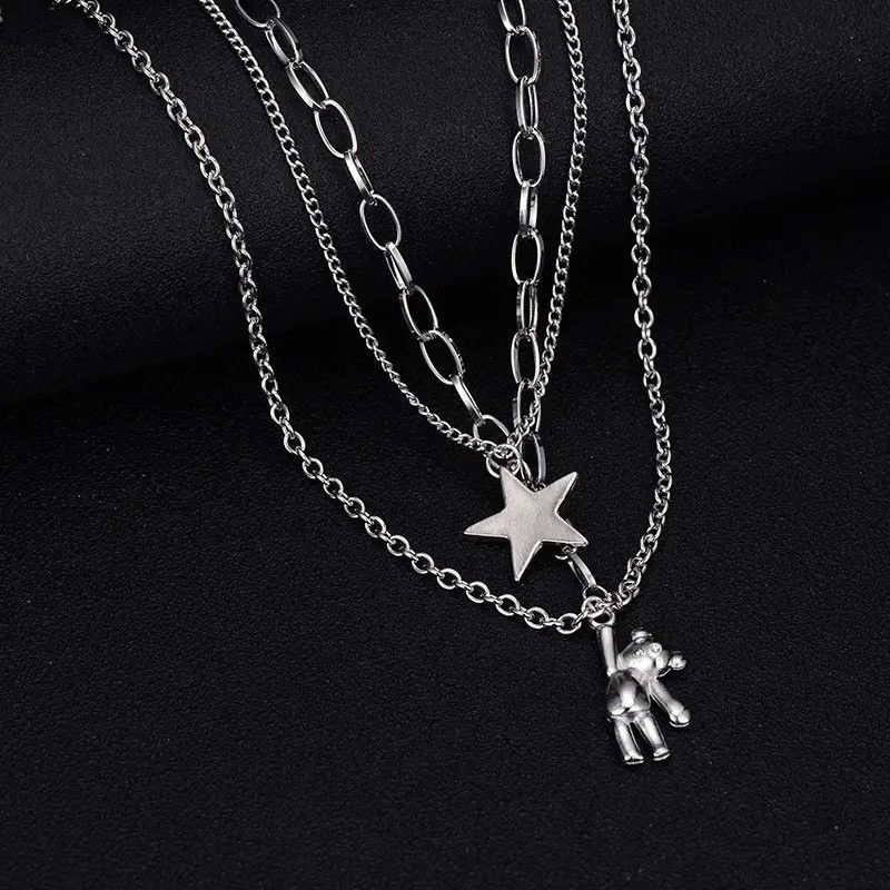 Jewelry Multilayer Bear Three Piece Chain Necklace Size ONE SIZE - 1 Thumbnail