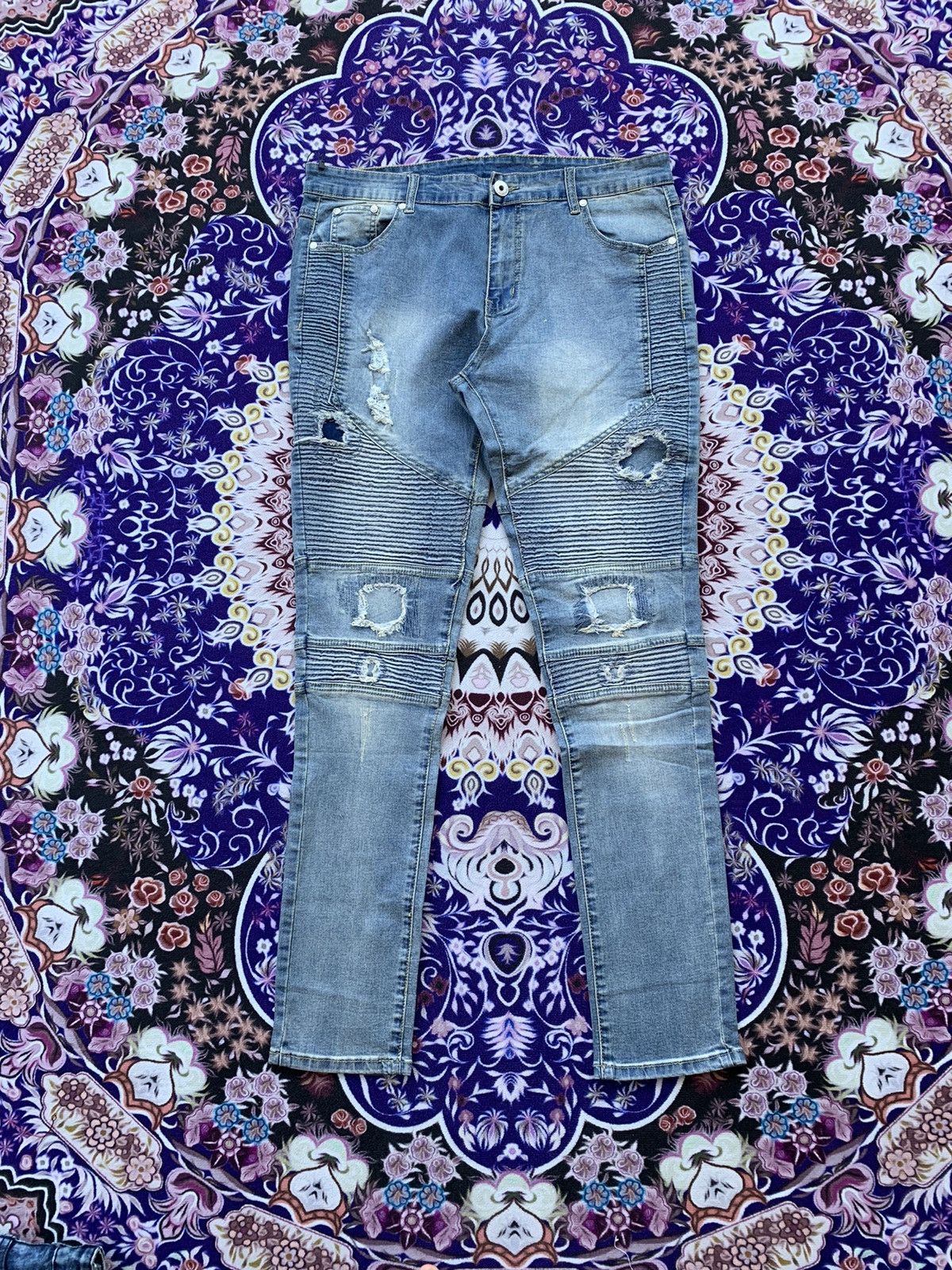 Japanese Brand Jeans Wear Bikers Distressed Denim Size US 37 - 1 Thumbnail
