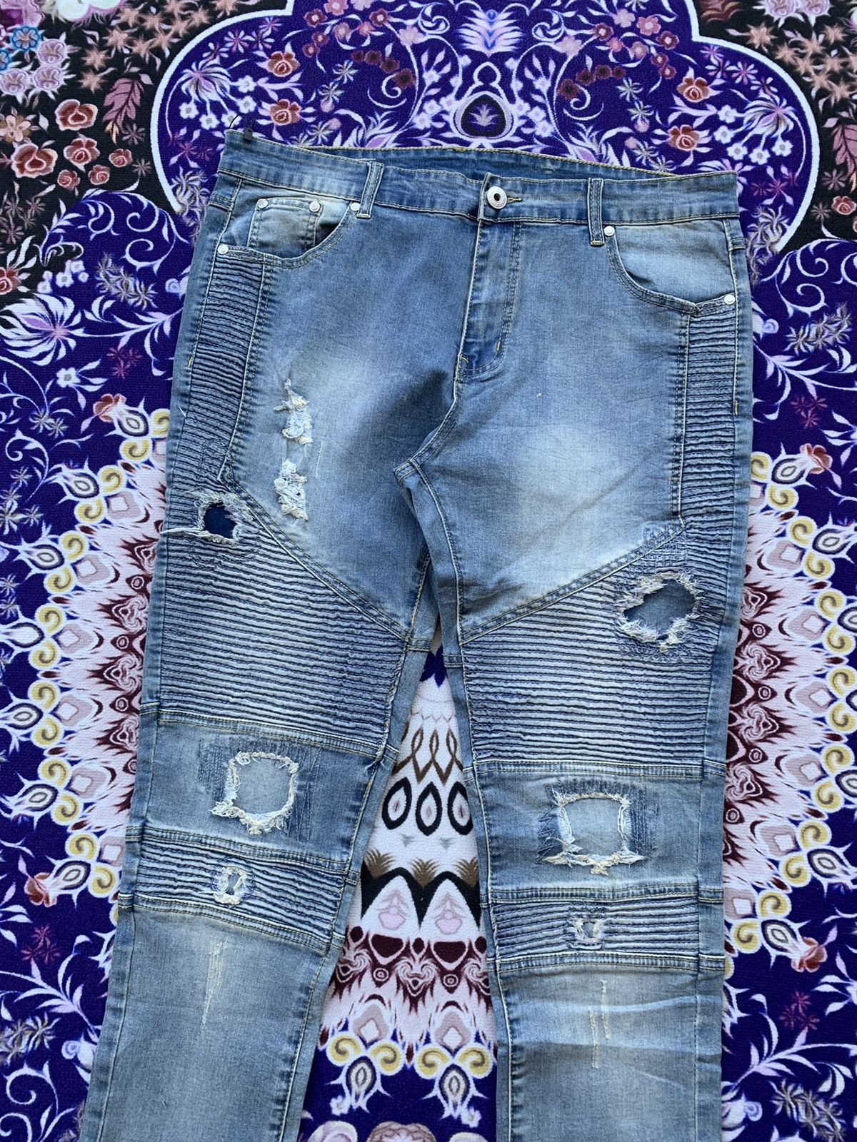 Japanese Brand Jeans Wear Bikers Distressed Denim Size US 37 - 2 Thumbnail