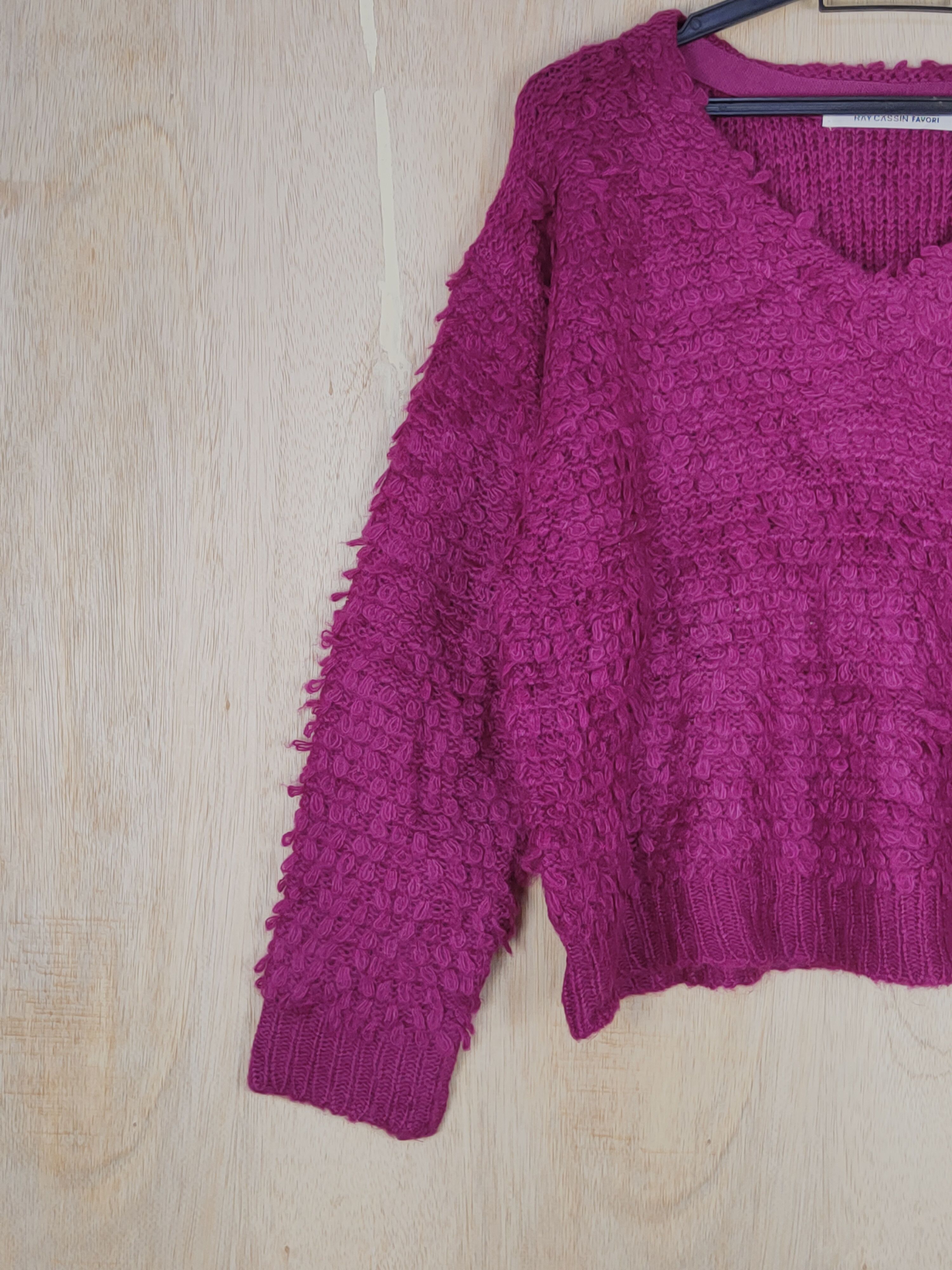 Japanese Brand × Vintage Ray Cassin Favori Maroon shag shaggy fur Knitwear #S317 Size US M / EU 48-50 / 2 - 3 Thumbnail