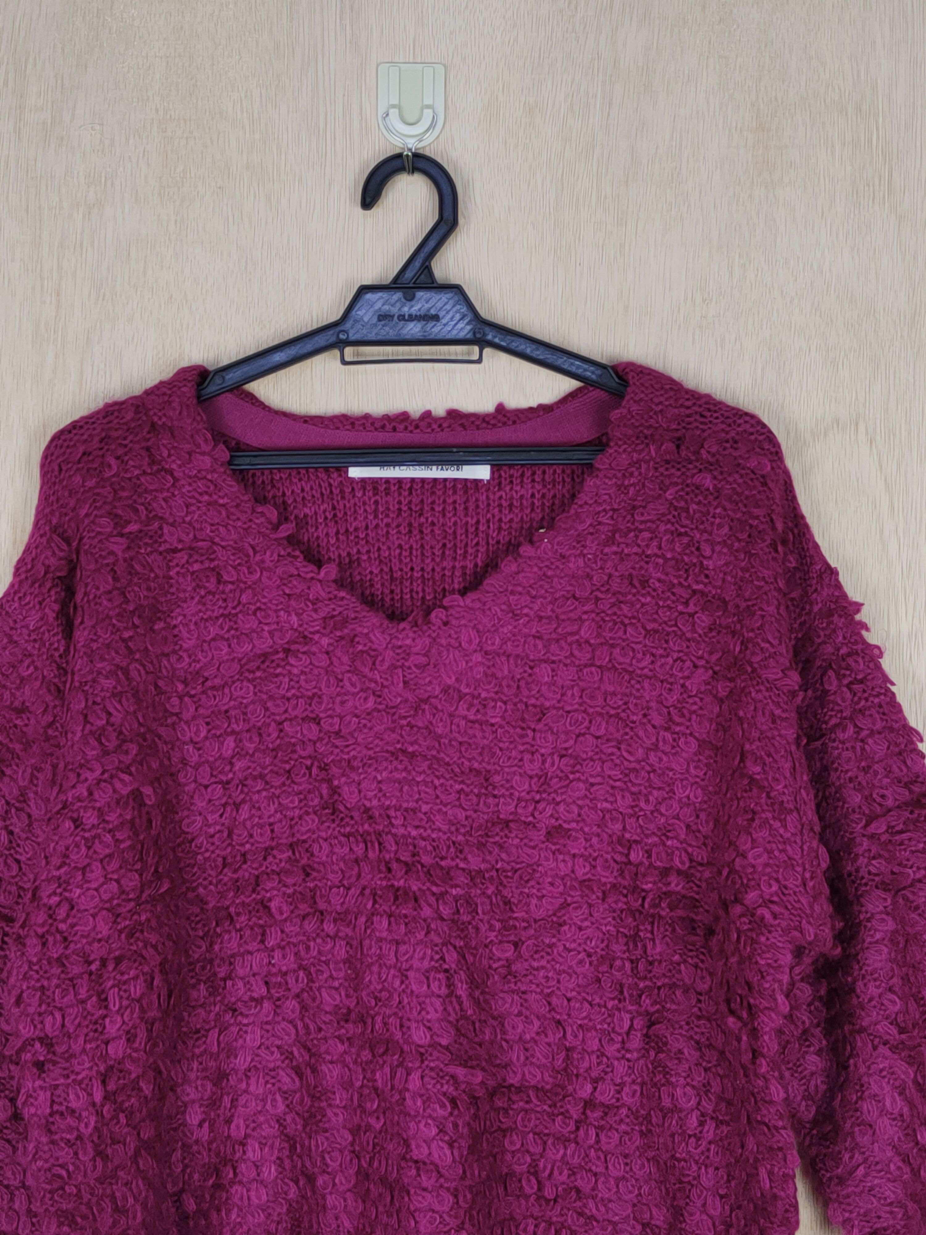 Japanese Brand × Vintage Ray Cassin Favori Maroon shag shaggy fur Knitwear #S317 Size US M / EU 48-50 / 2 - 2 Thumbnail