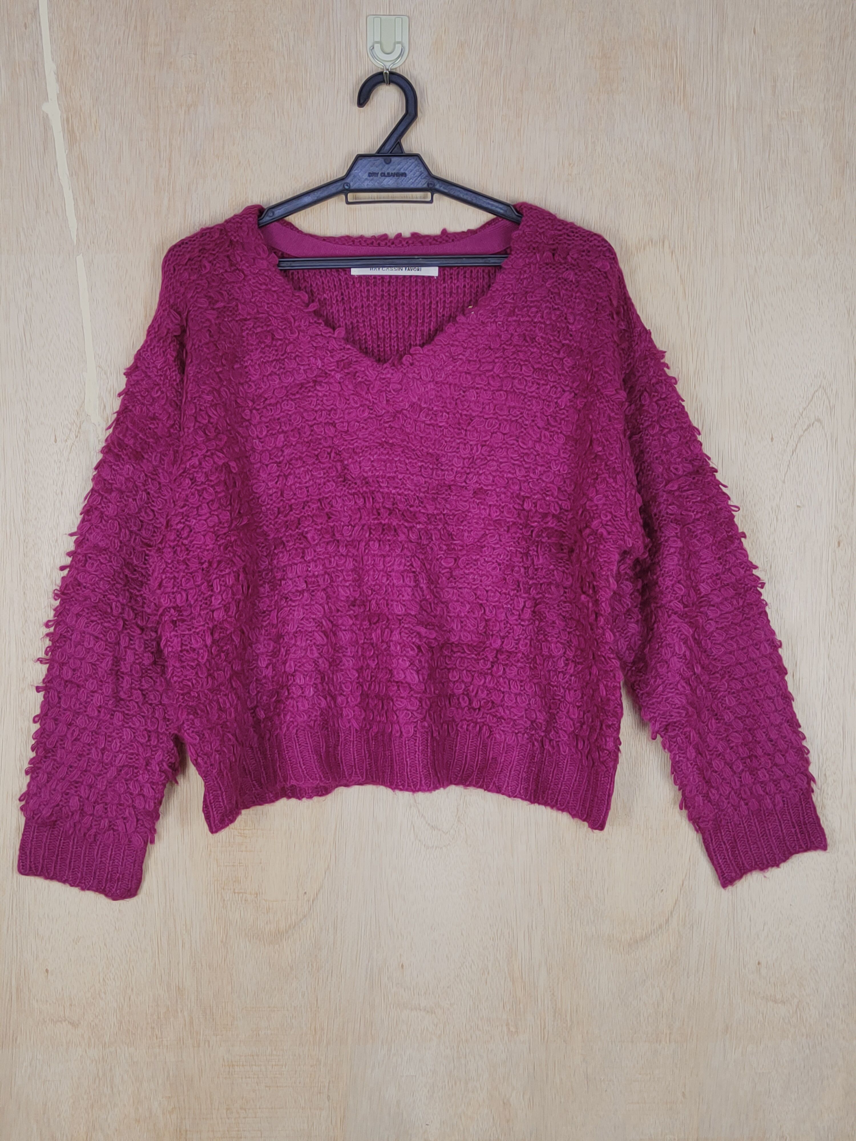 Ray Cassin Favori Maroon shag shaggy fur Knitwear #S317