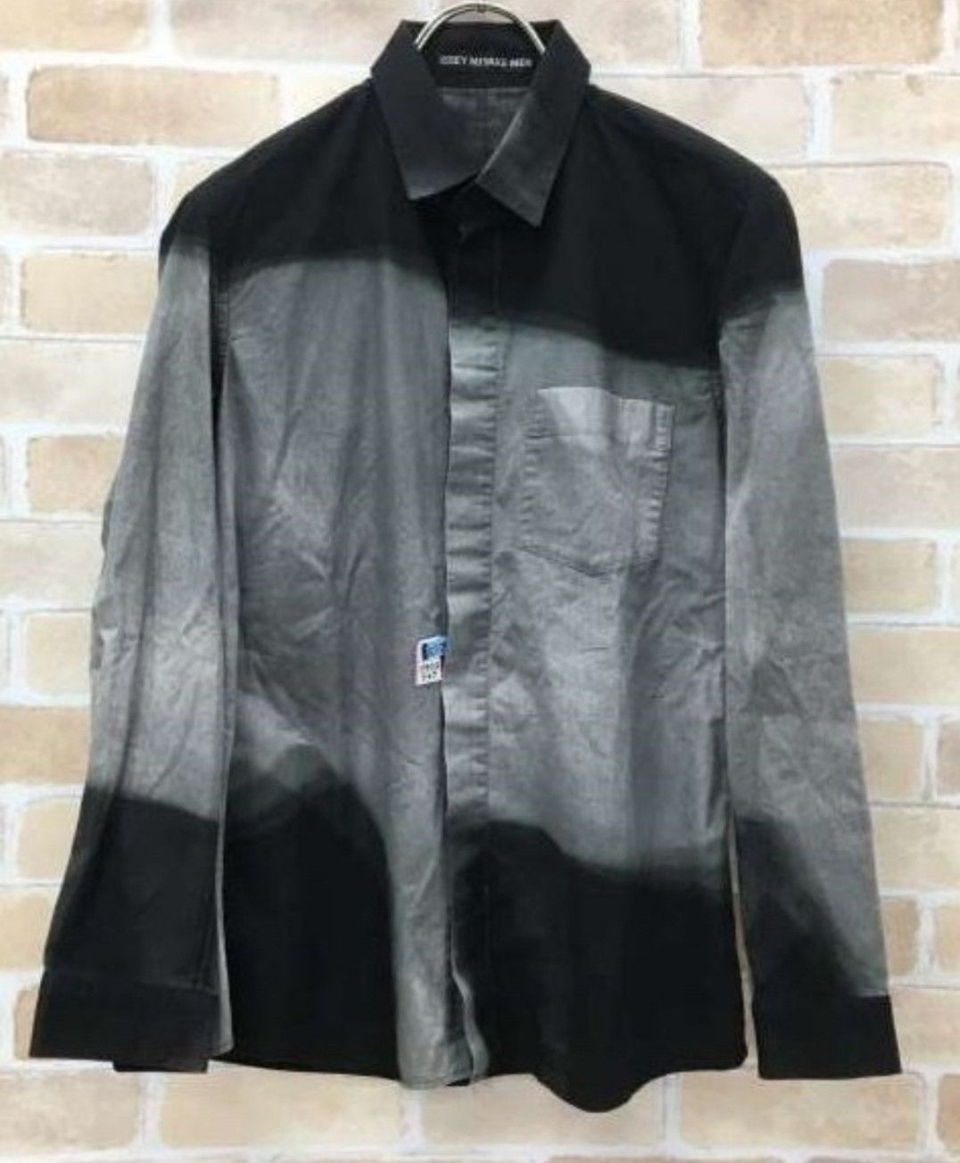 issey miyake black and white gradient long sleeve shirt