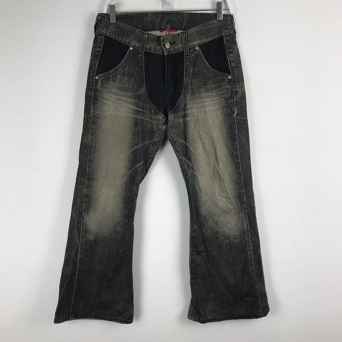 Edwin × Japanese Brand (SY0166) VTG EDWIN 503 DISTRESSED FLARED BOOTCUT DENIM Size US 32 / EU 48 - 2 Thumbnail
