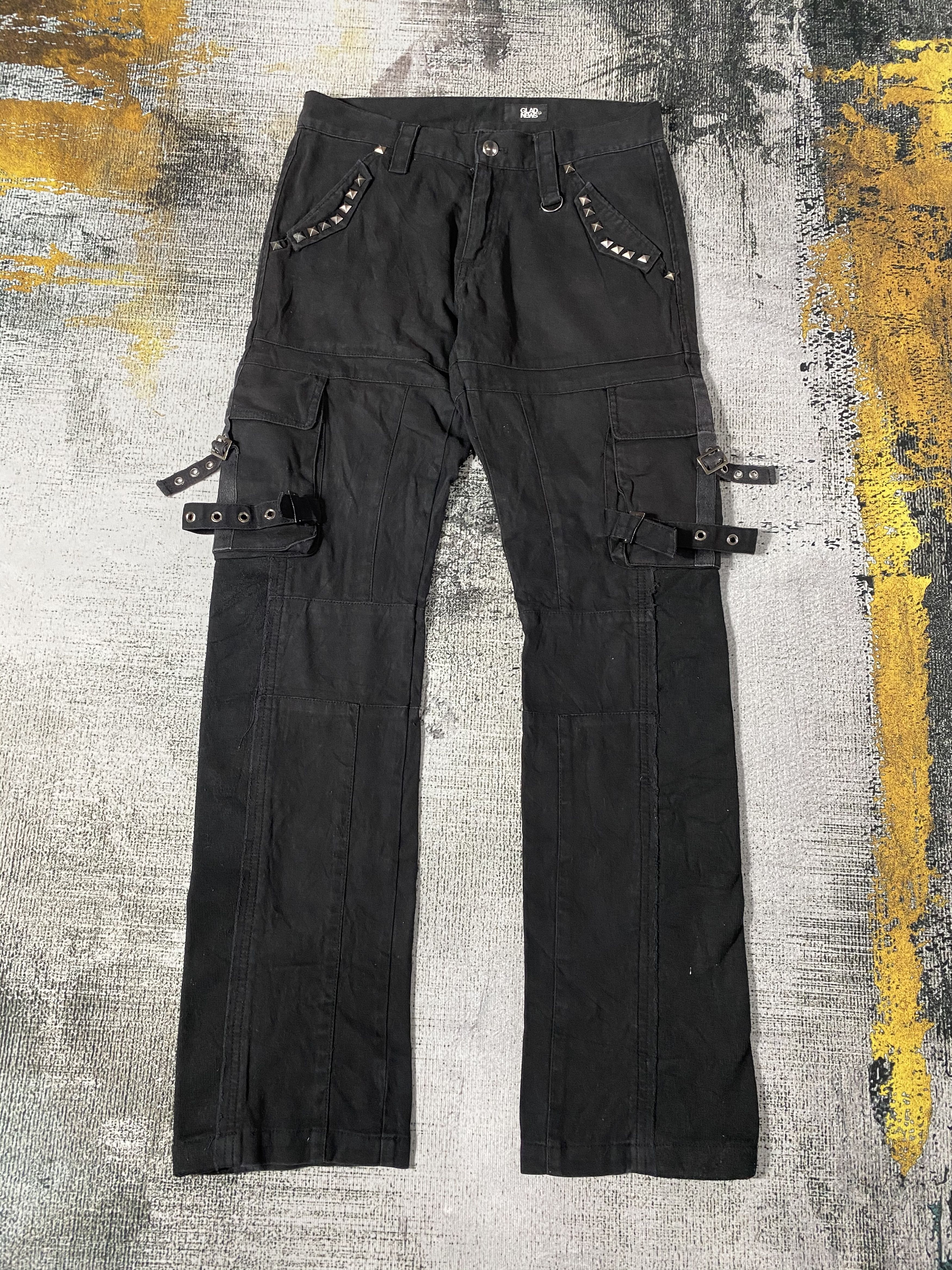 Japanese Brand × Vintage Japanese Flare Black Cargo Pants Multi Pocket Bondage Size US 30 / EU 46 - 3 Thumbnail