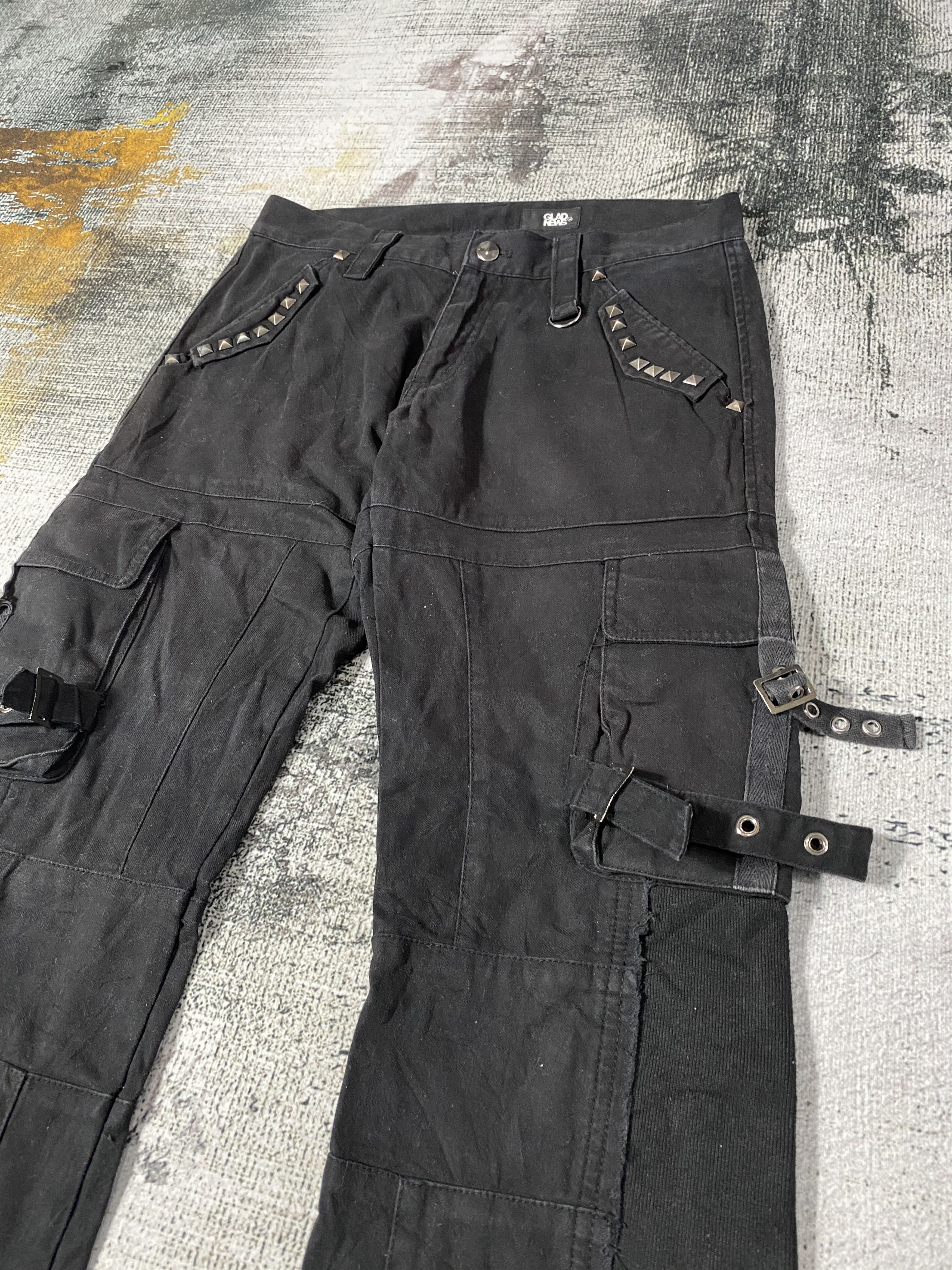 Japanese Brand × Vintage Japanese Flare Black Cargo Pants Multi Pocket Bondage Size US 30 / EU 46 - 9 Thumbnail