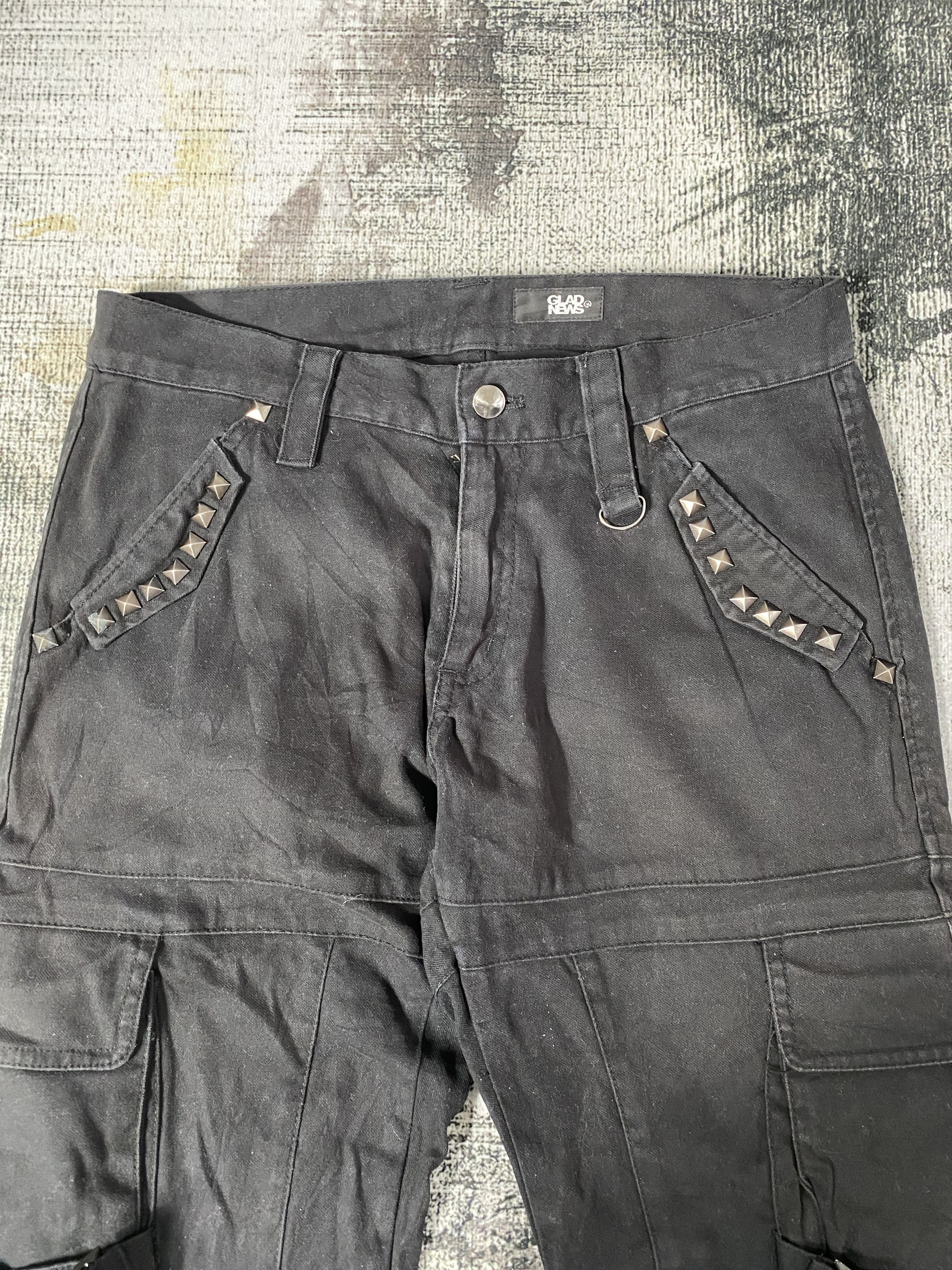 Japanese Brand × Vintage Japanese Flare Black Cargo Pants Multi Pocket Bondage Size US 30 / EU 46 - 11 Thumbnail
