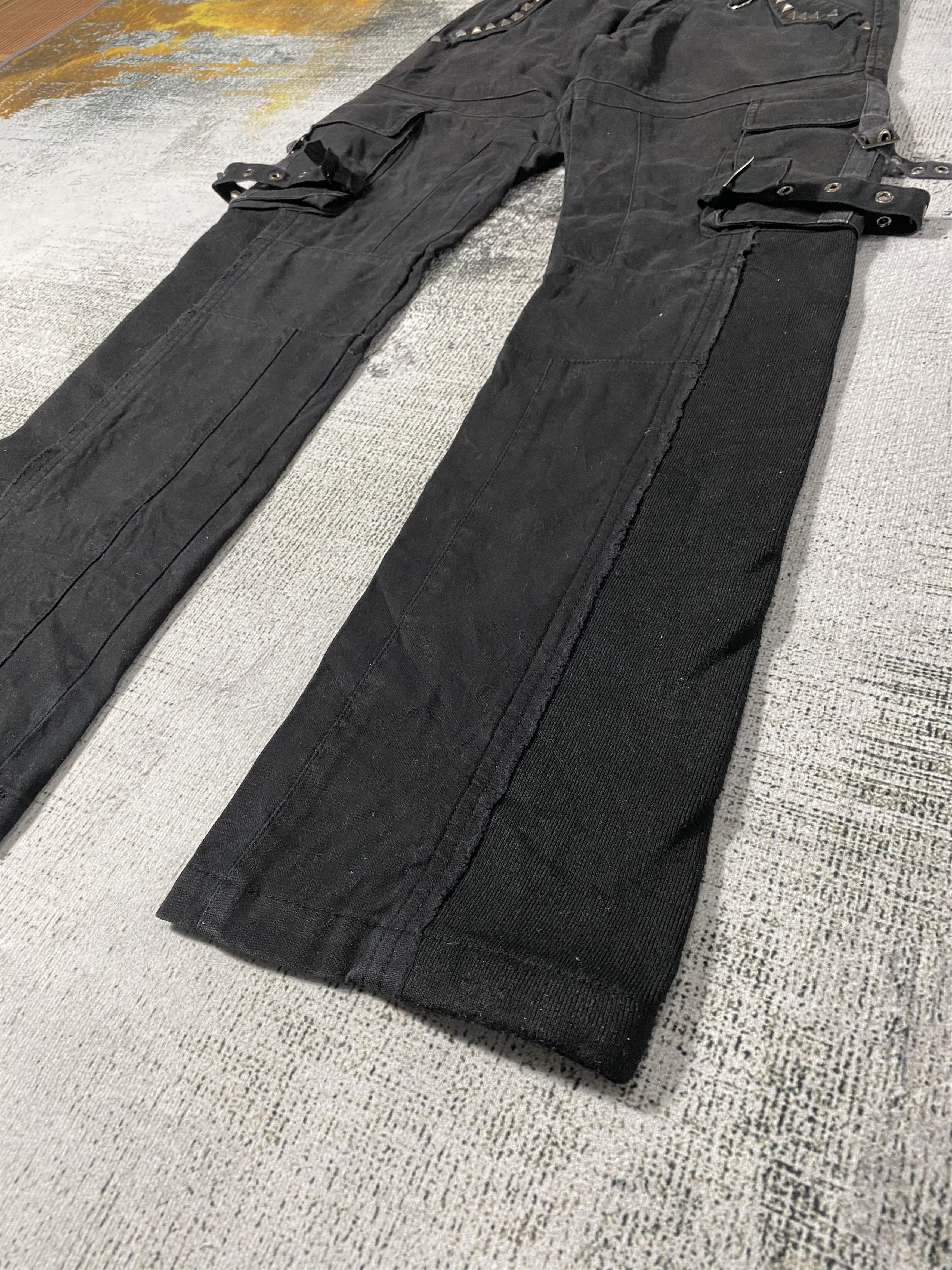 Japanese Brand × Vintage Japanese Flare Black Cargo Pants Multi Pocket Bondage Size US 30 / EU 46 - 6 Thumbnail