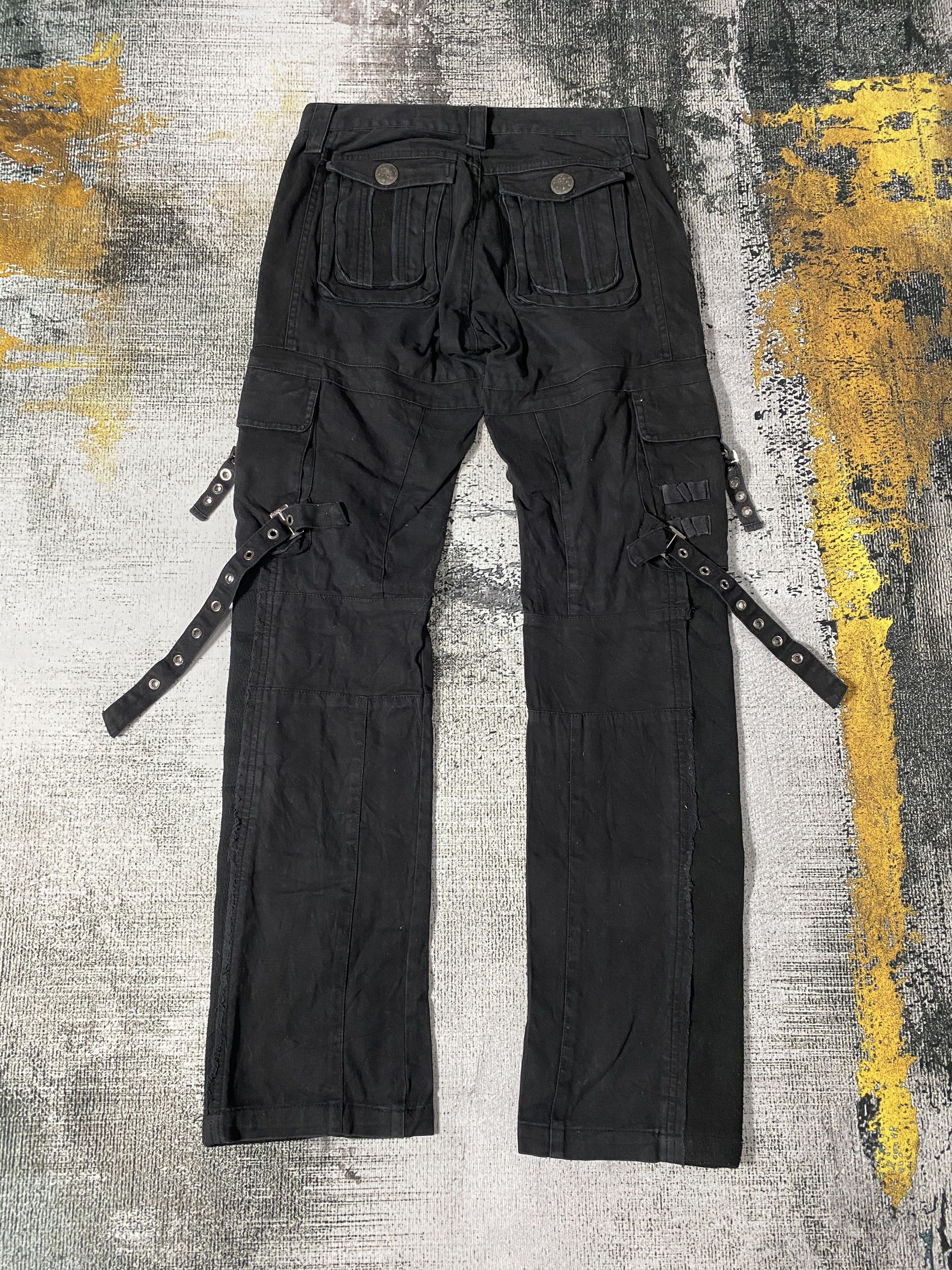 Japanese Brand × Vintage Japanese Flare Black Cargo Pants Multi Pocket Bondage Size US 30 / EU 46 - 2 Thumbnail