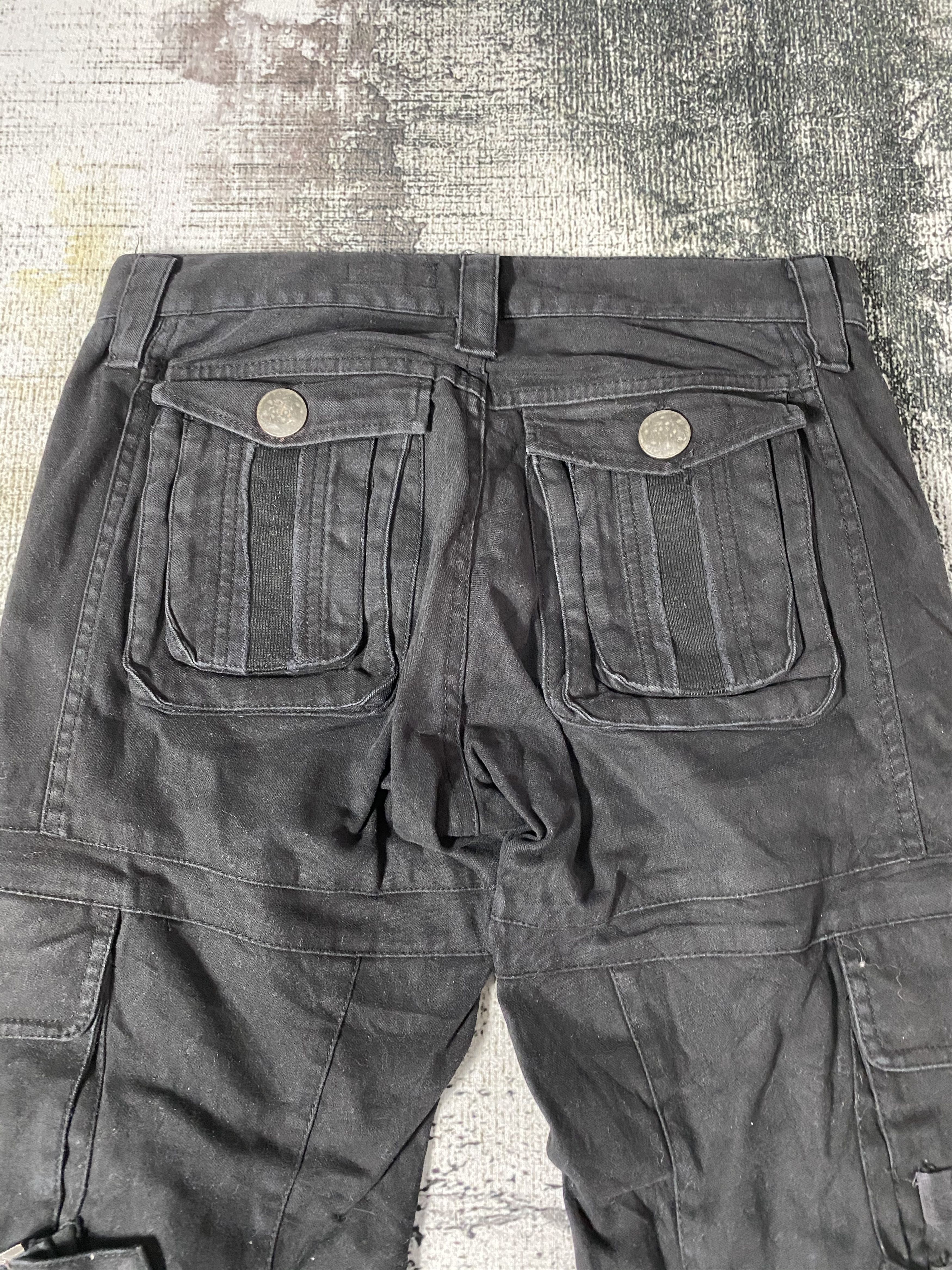 Japanese Brand × Vintage Japanese Flare Black Cargo Pants Multi Pocket Bondage Size US 30 / EU 46 - 15 Thumbnail