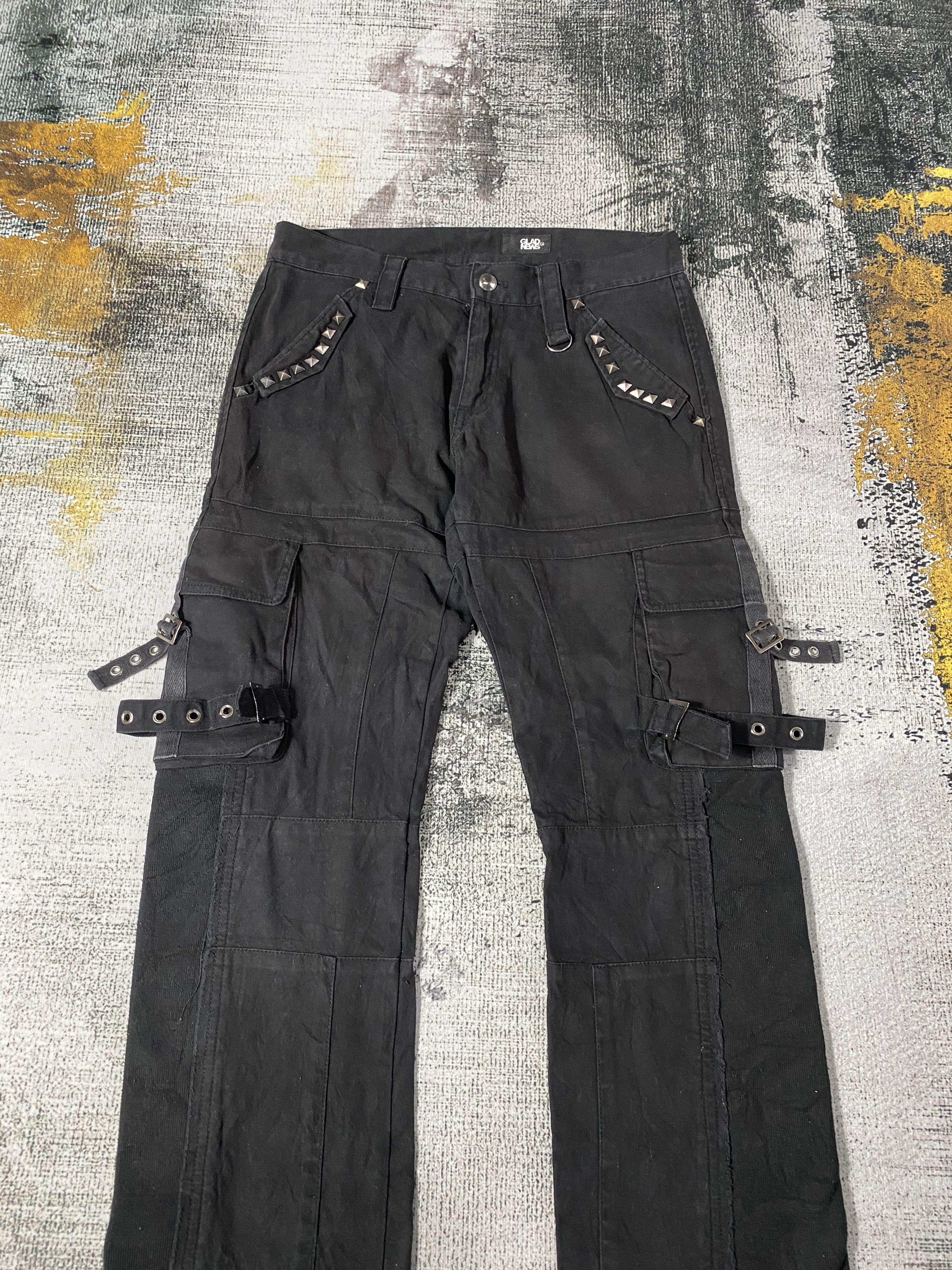 Japanese Brand × Vintage Japanese Flare Black Cargo Pants Multi Pocket Bondage Size US 30 / EU 46 - 4 Thumbnail