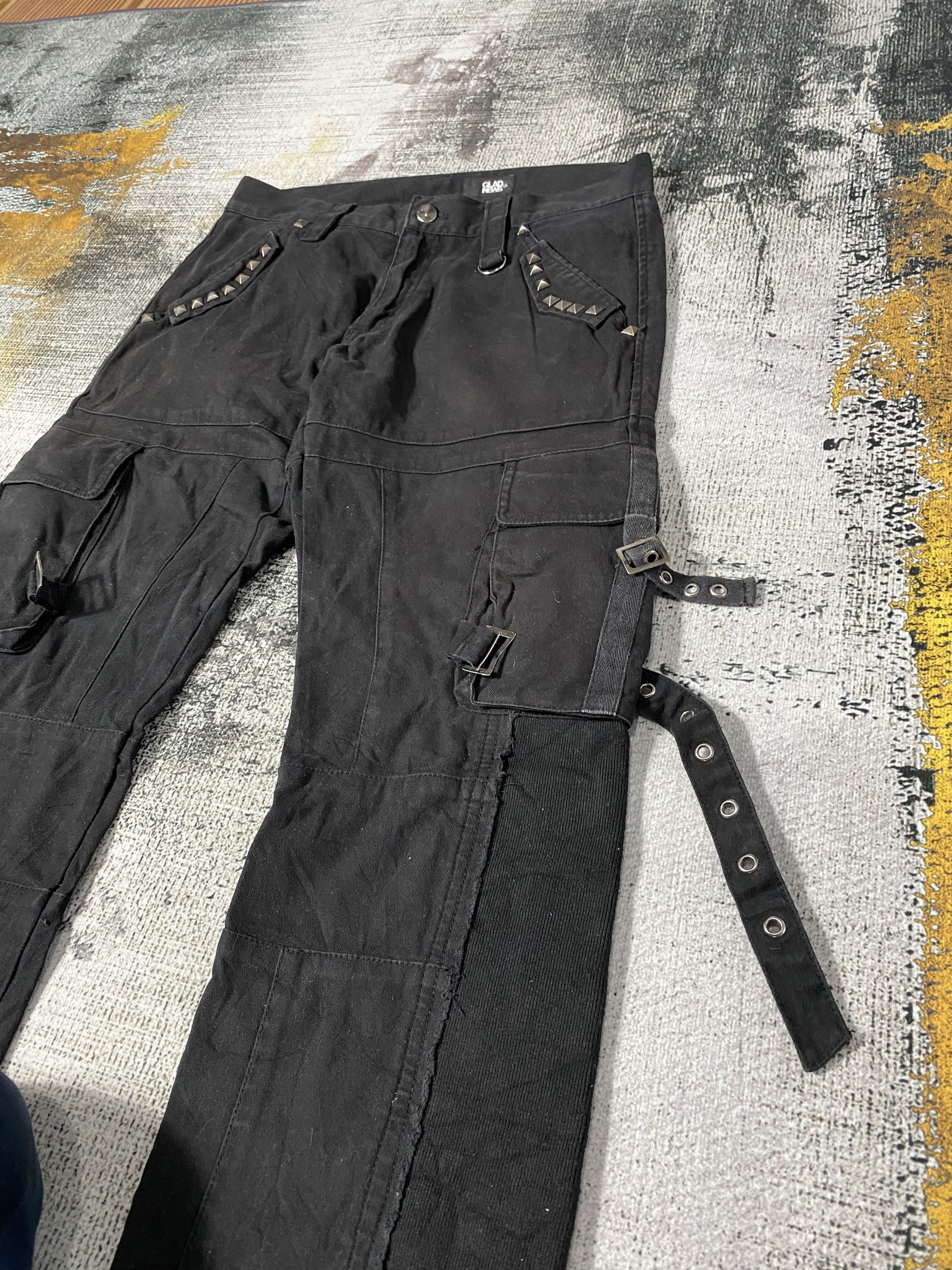 Japanese Brand × Vintage Japanese Flare Black Cargo Pants Multi Pocket Bondage Size US 30 / EU 46 - 13 Thumbnail