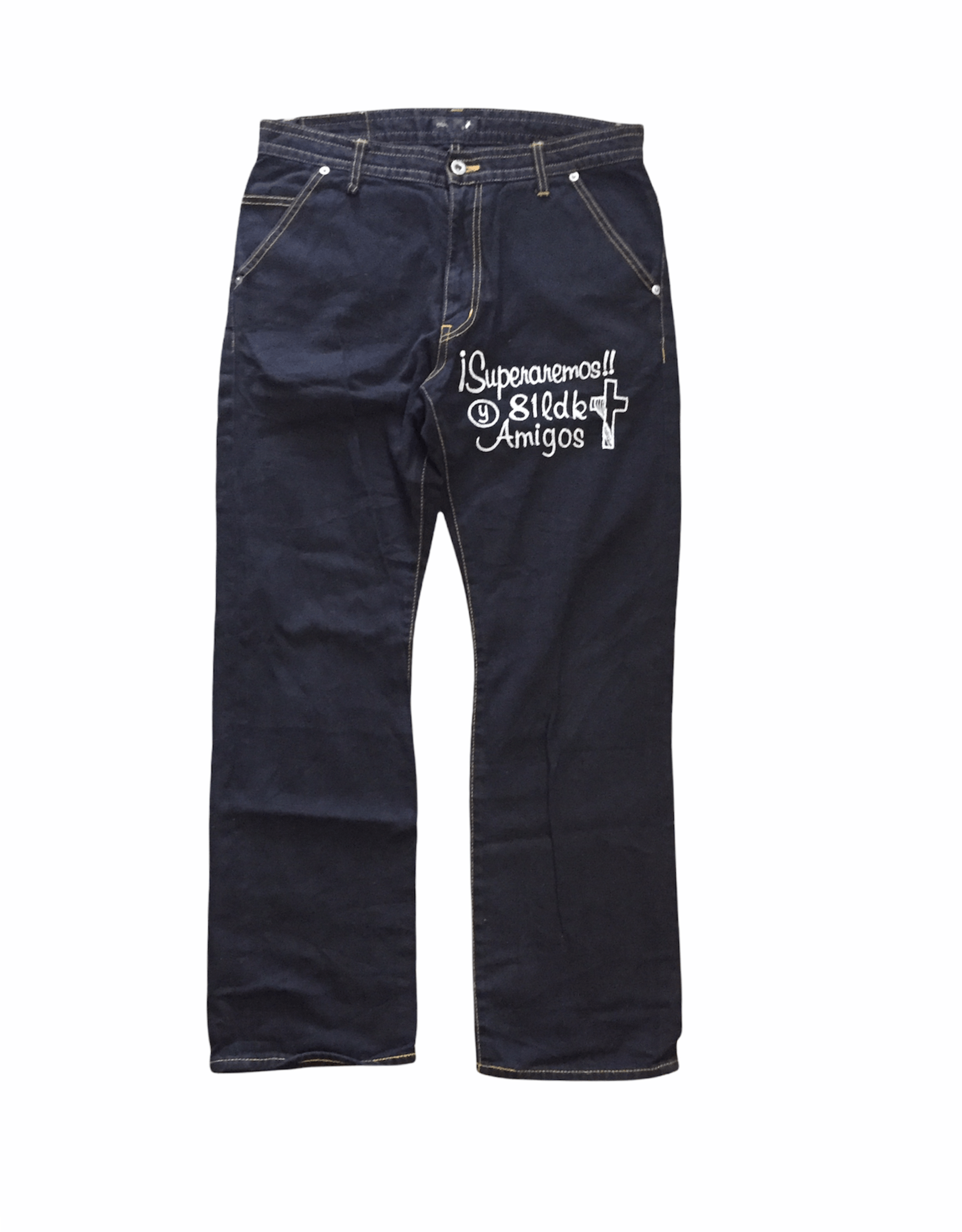 20471120 81LDK poem chain stitch cross pants Size US 32 / EU 48 - 2 Thumbnail