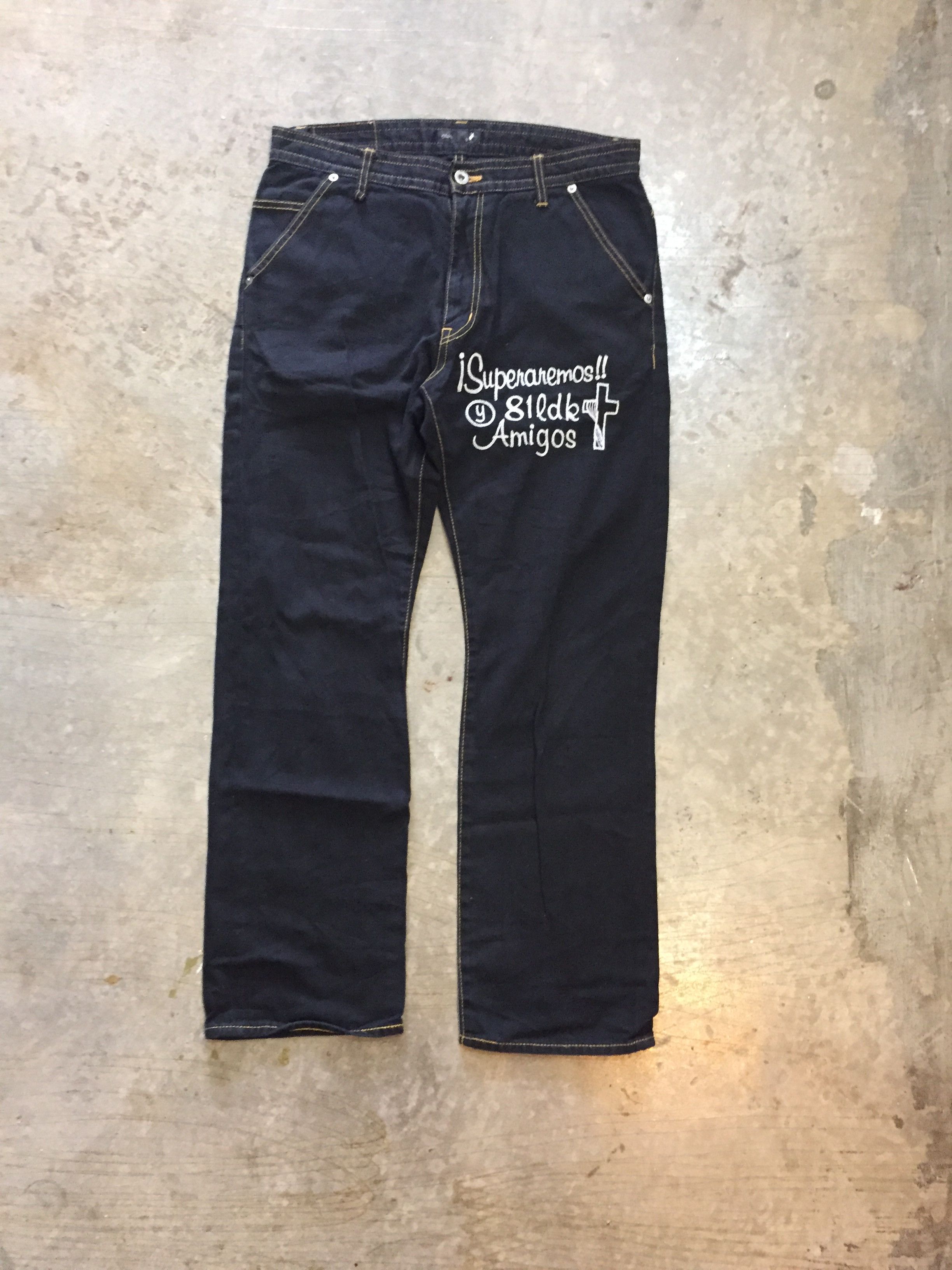 20471120 81LDK poem chain stitch cross pants Size US 32 / EU 48 - 3 Thumbnail