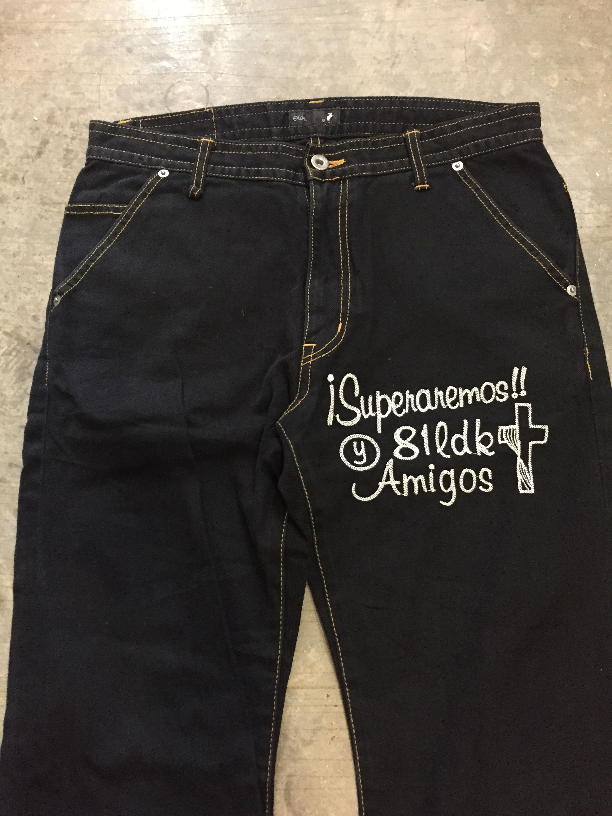 20471120 81LDK poem chain stitch cross pants Size US 32 / EU 48 - 4 Thumbnail