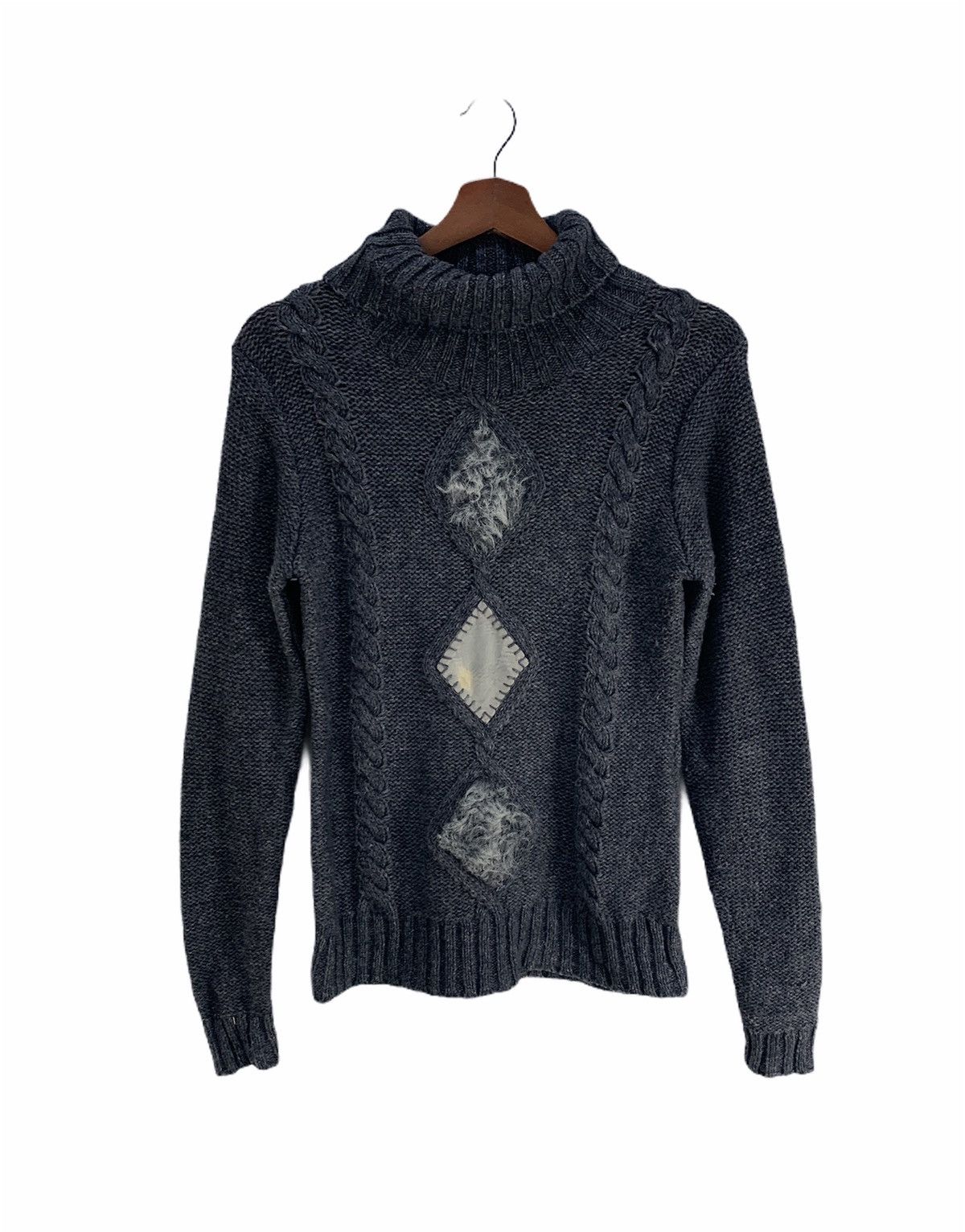 Designer USA Hand Embroider Alpaca Cable Knitwear Turtleneck Sweater Size S / US 4 / IT 40 - 1 Thumbnail