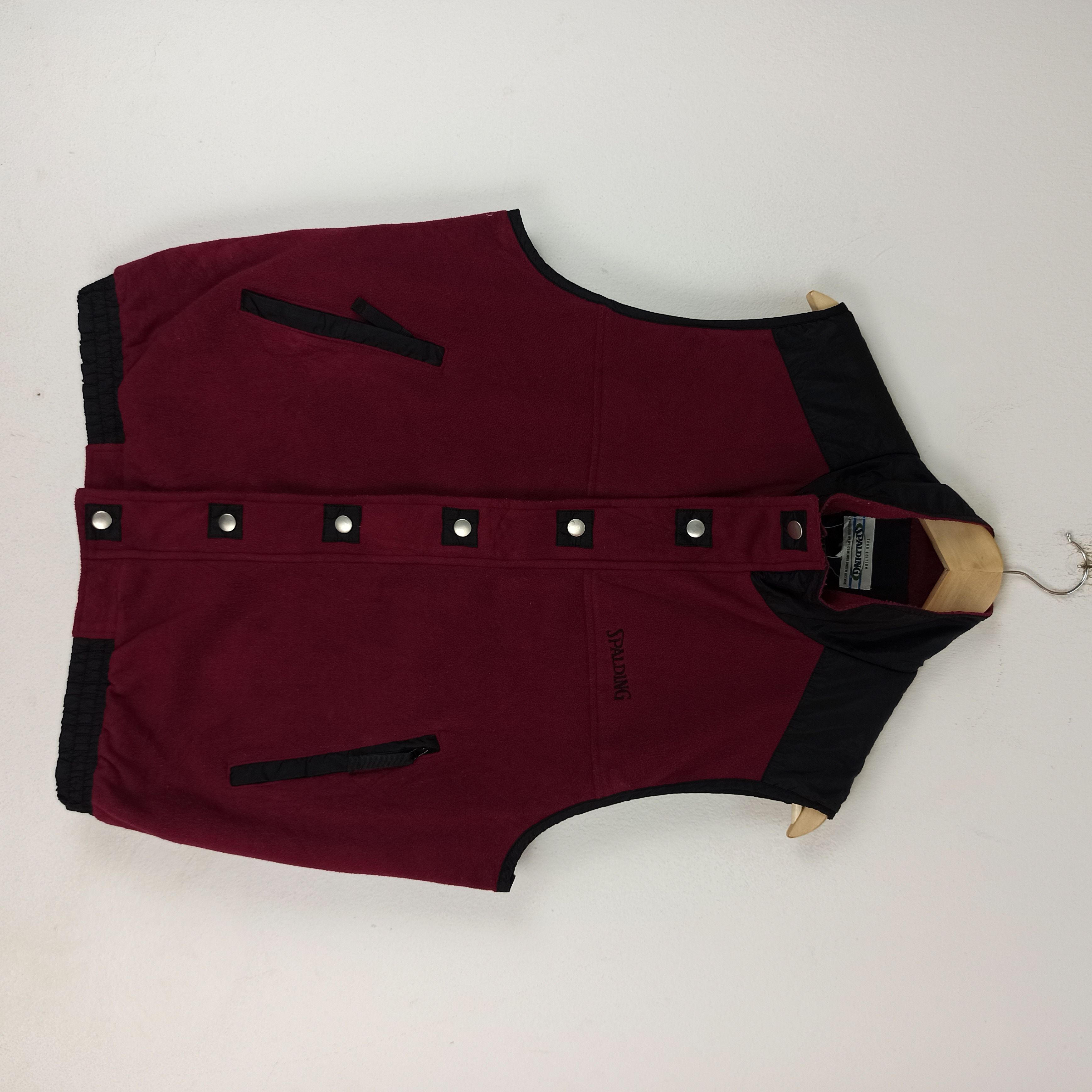 image of Asics x Spalding Vintage Spalding Vest Jacket Fleece in Maroon, Men's (Size Large)