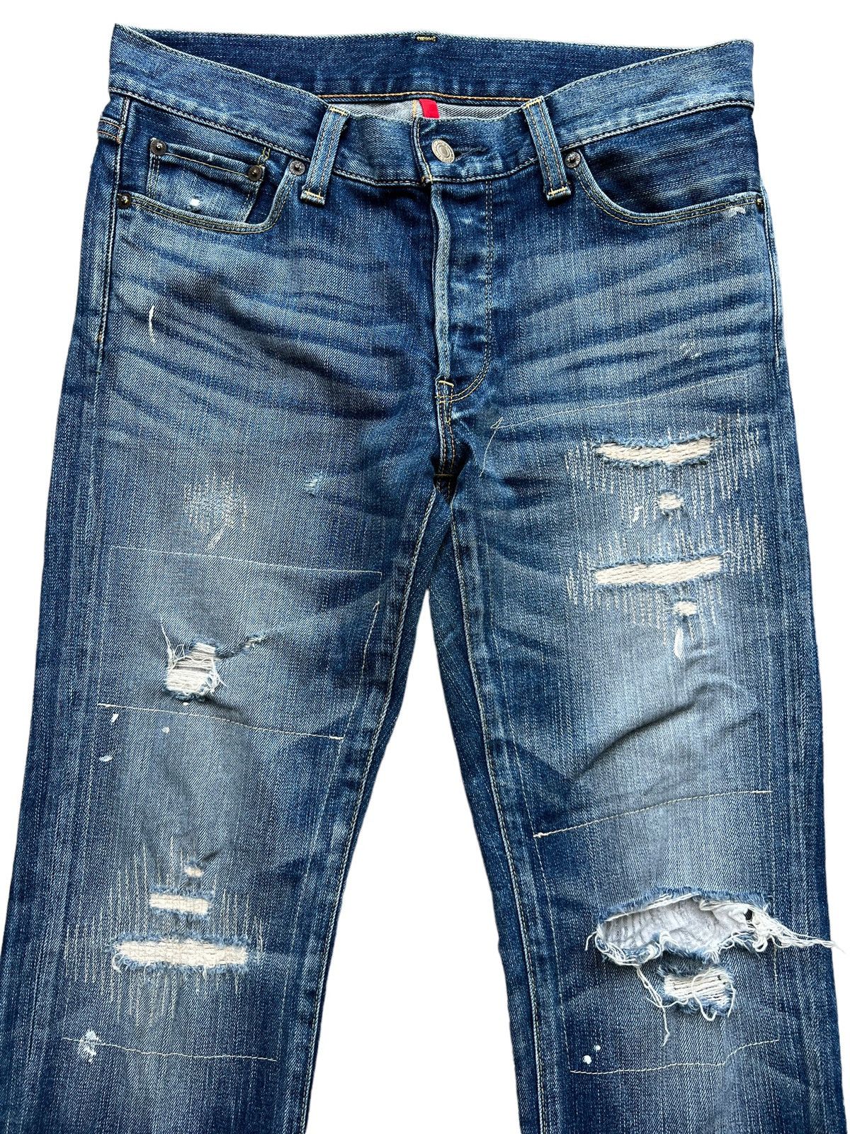 Uniqlo Uniqlo UJ Japan Distressed Ripped Faded Denim Jeans 31x31 Size US 31 - 3 Thumbnail