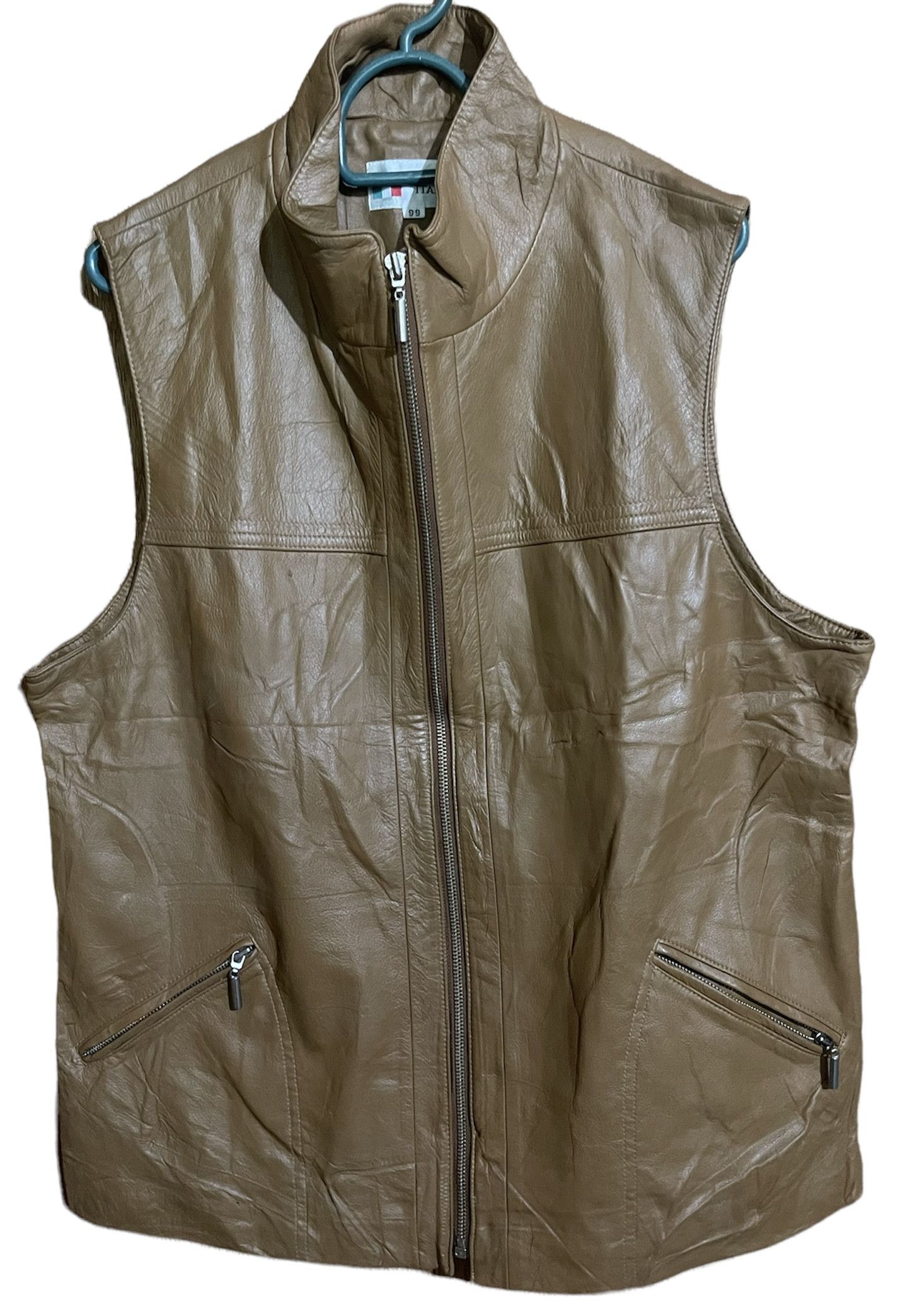 Japanese Brand UNBRAND LEATHER VEST ITALY Size 40S - 1 Thumbnail