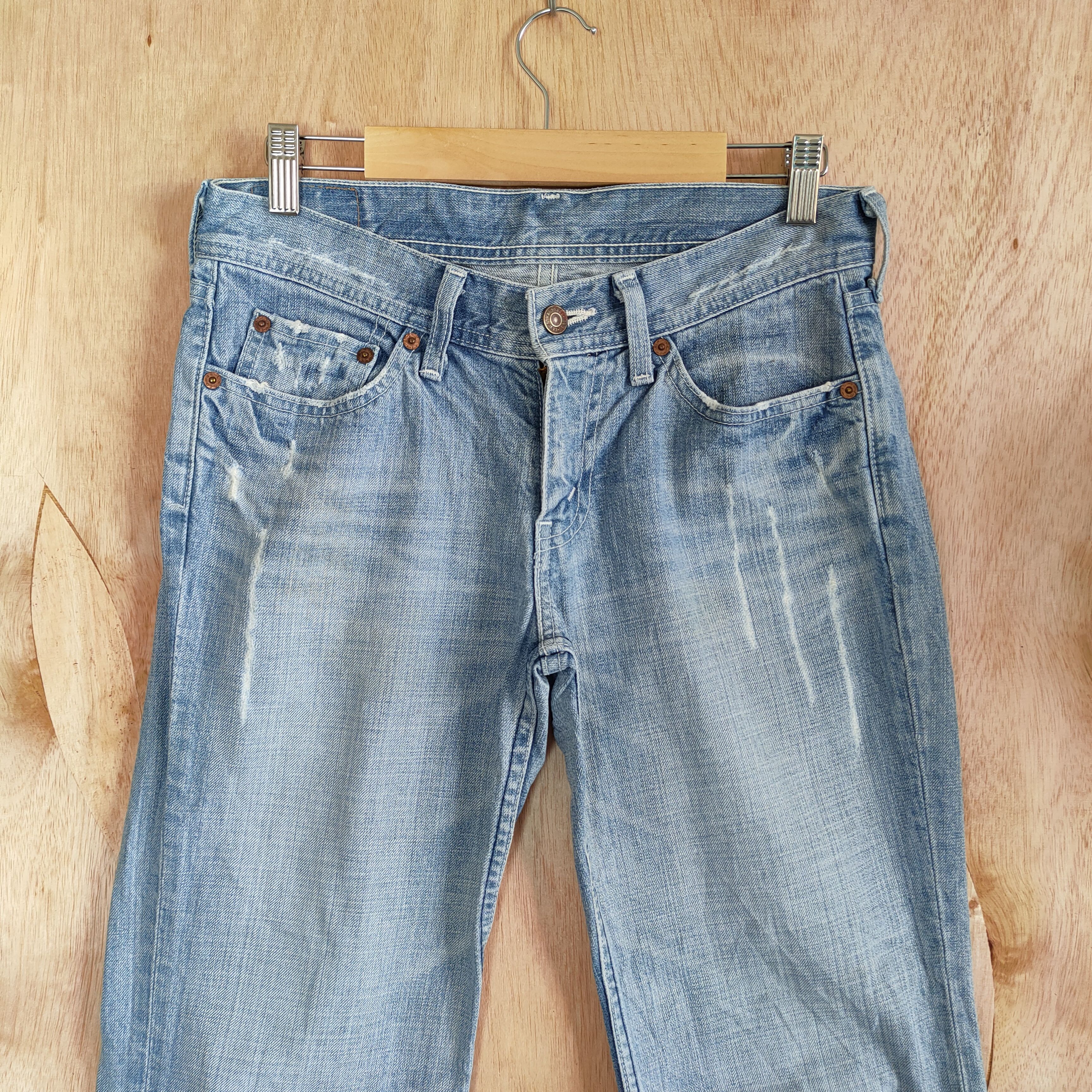 Levi's Vintage Clothing LEVI'S FLARE FADED DISTRESSED DENIM FLARE JEANS Size US 29 - 2 Thumbnail