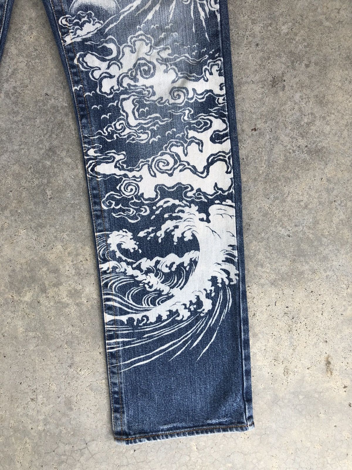 Karakuri Tamashii Japanese Ruden Distressed Jeans Art Denim Size US 37 - 9 Thumbnail