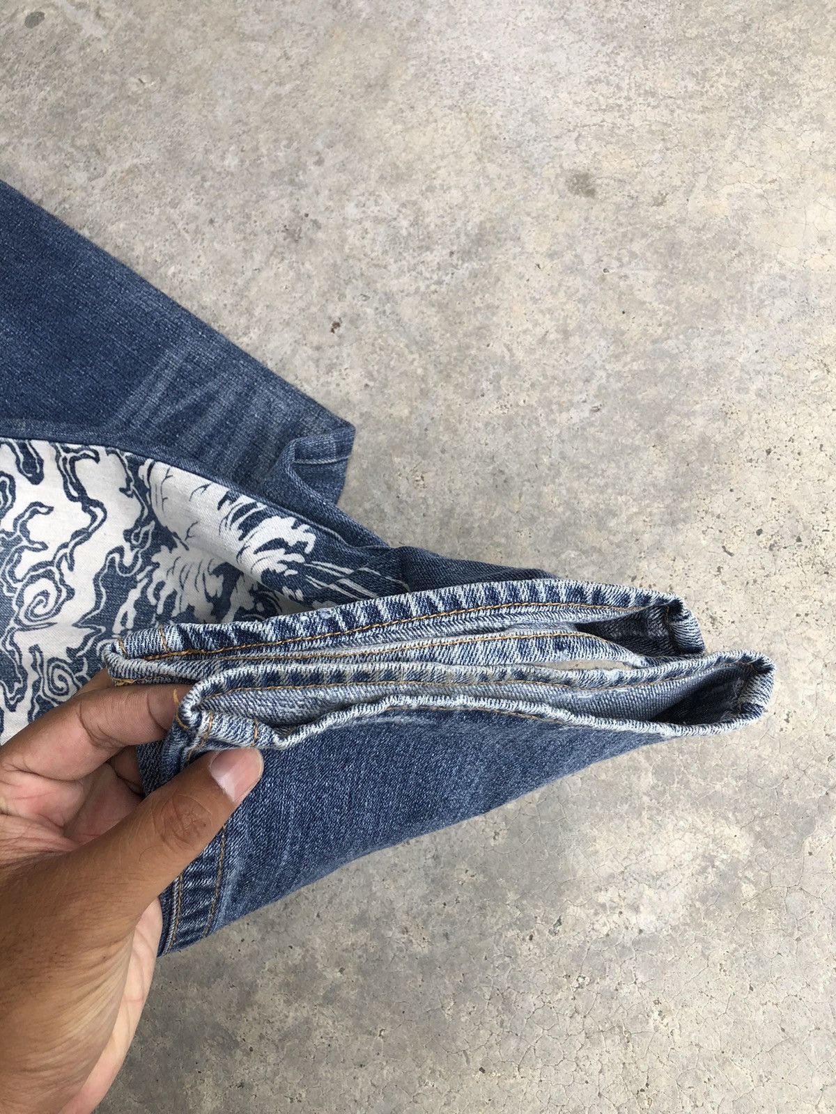 Karakuri Tamashii Japanese Ruden Distressed Jeans Art Denim Size US 37 - 17 Thumbnail