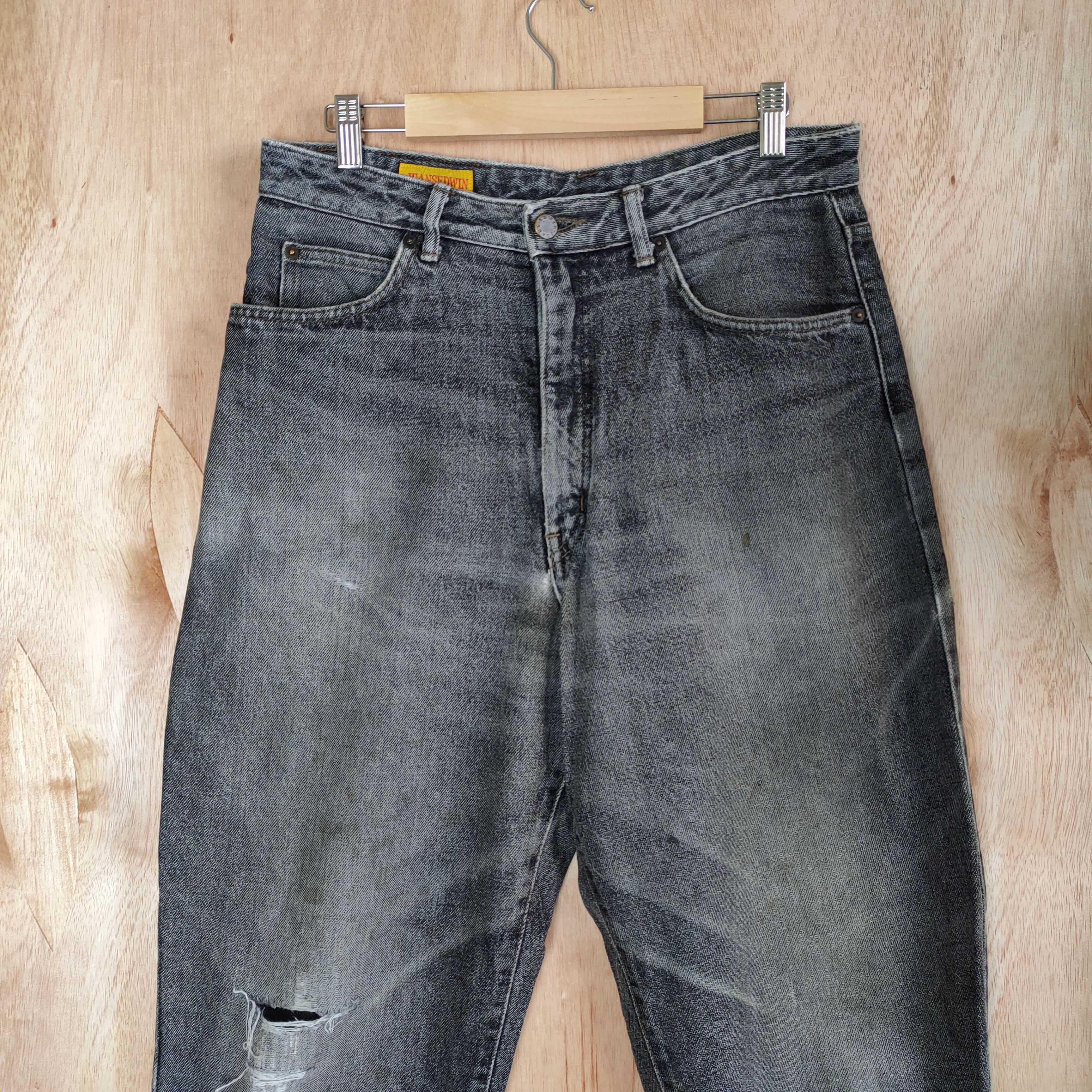 Japanese Brand VINTAGE JAPANESE BLACK DISTRESSED KNEE JEANS Size US 32 / EU 48 - 2 Thumbnail