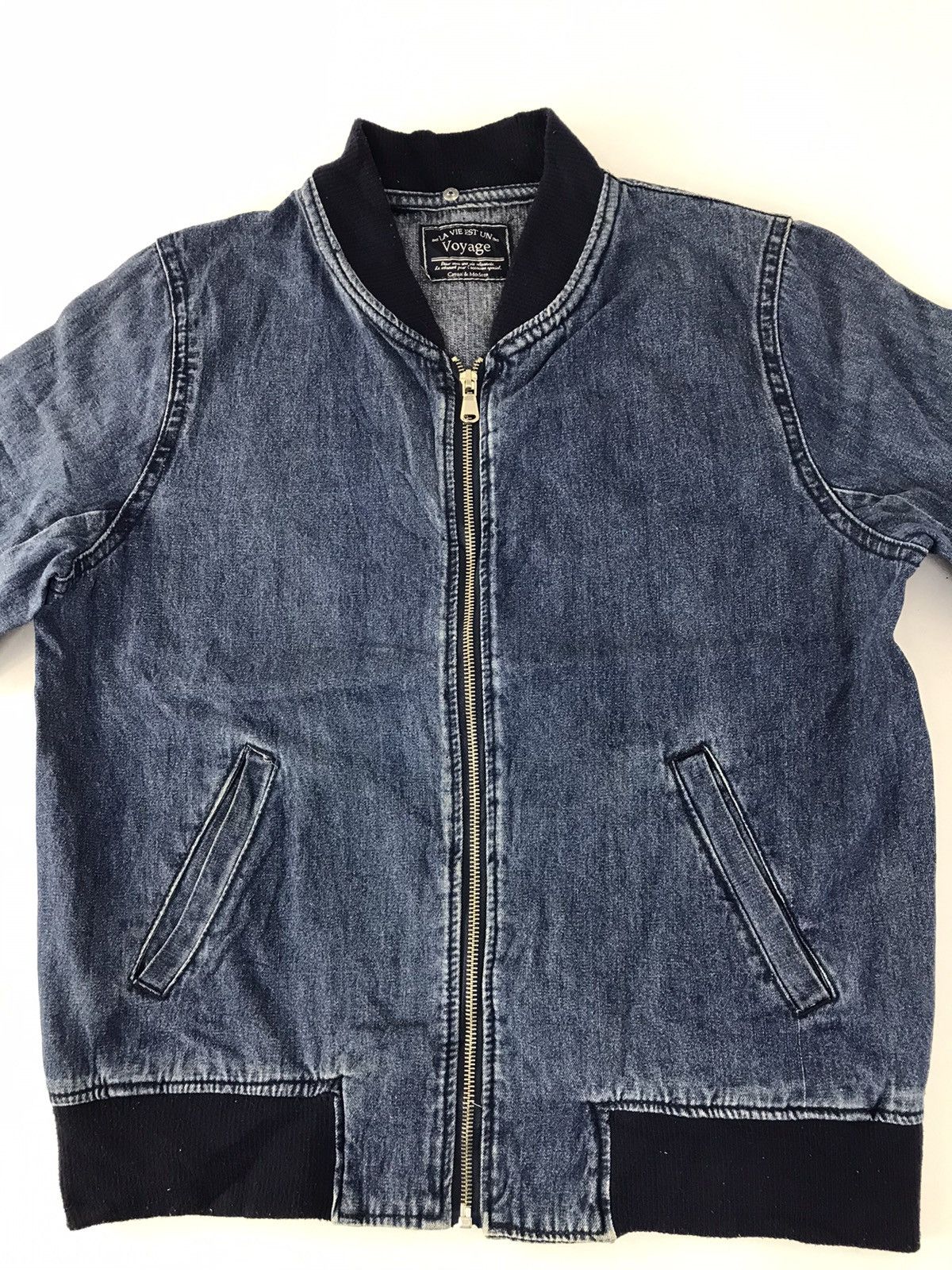 Japanese Brand × Vintage La Vie Est Un Voyage Bomber Jacket Wool Denim Snap Button Size US M / EU 48-50 / 2 - 3 Thumbnail