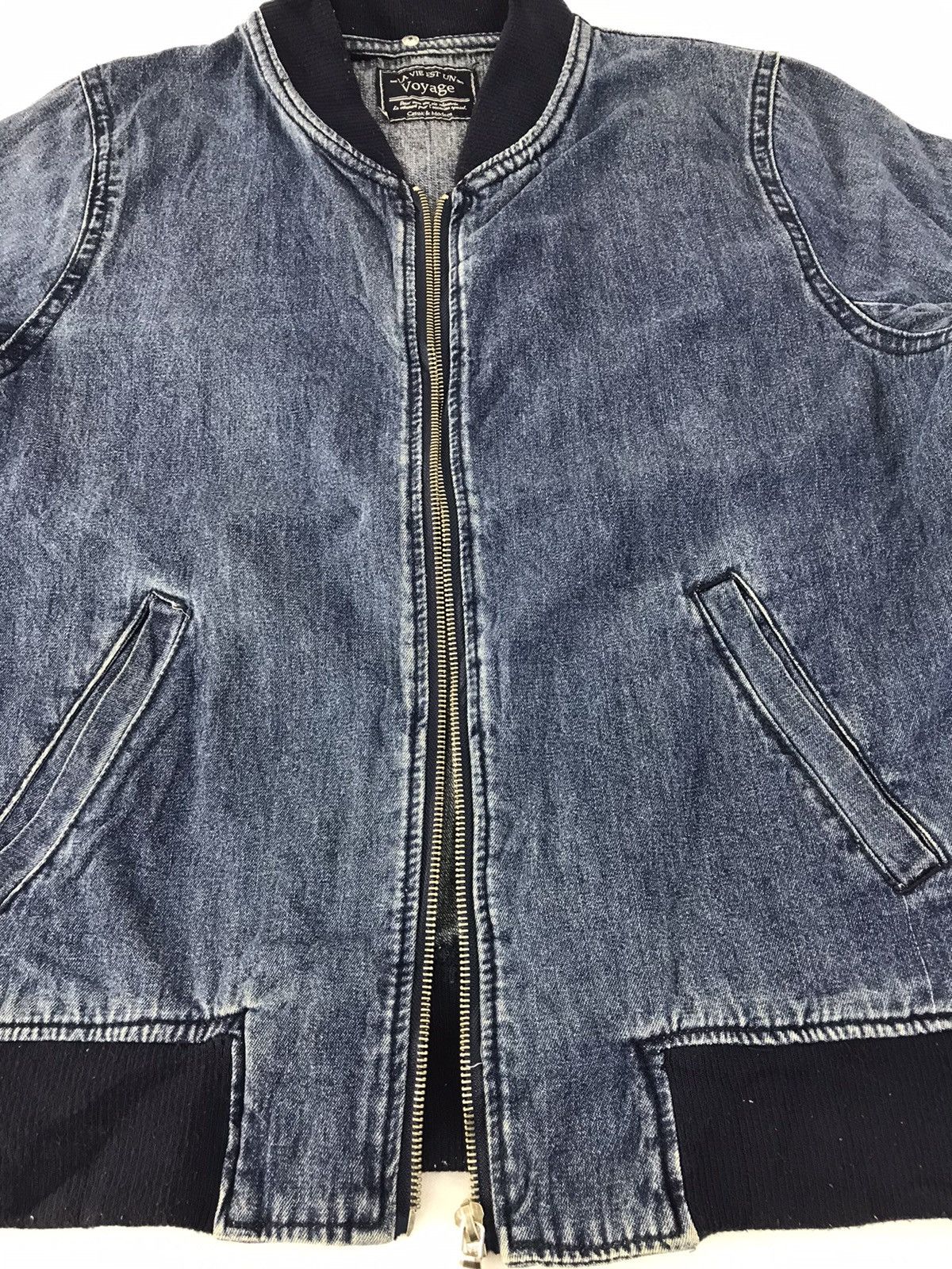 Japanese Brand × Vintage La Vie Est Un Voyage Bomber Jacket Wool Denim Snap Button Size US M / EU 48-50 / 2 - 4 Thumbnail