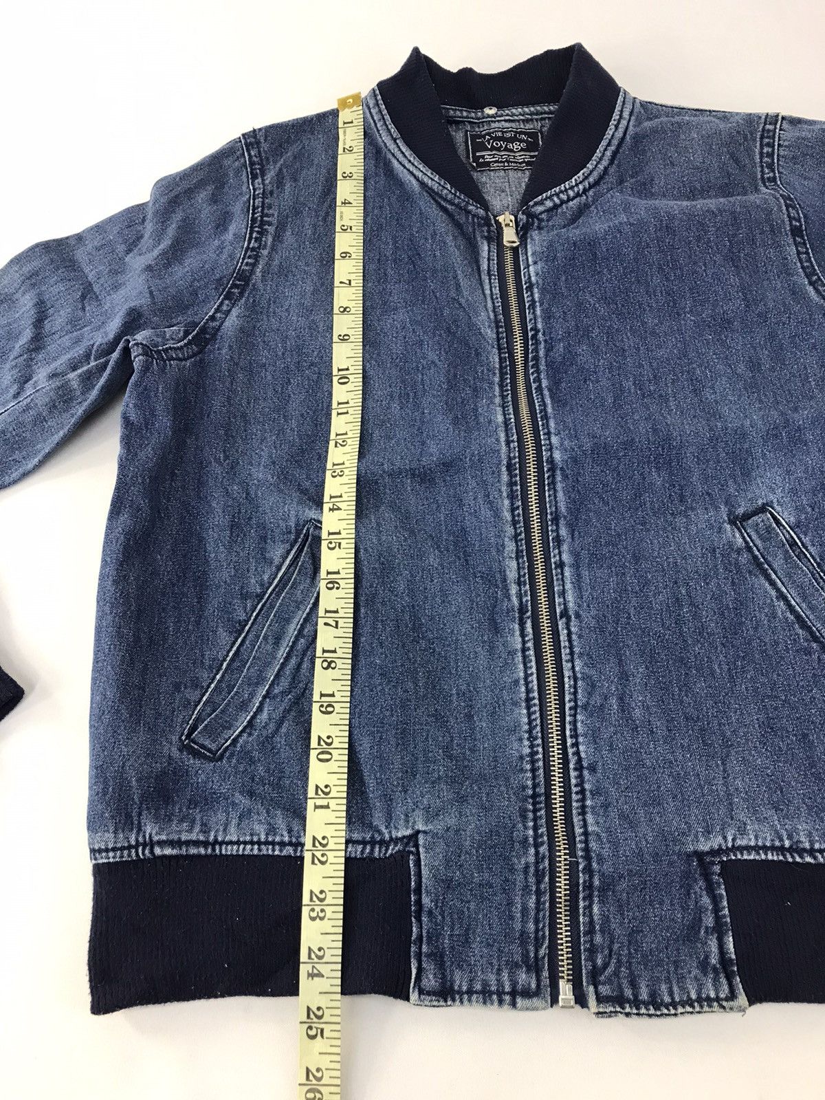 Japanese Brand × Vintage La Vie Est Un Voyage Bomber Jacket Wool Denim Snap Button Size US M / EU 48-50 / 2 - 10 Thumbnail