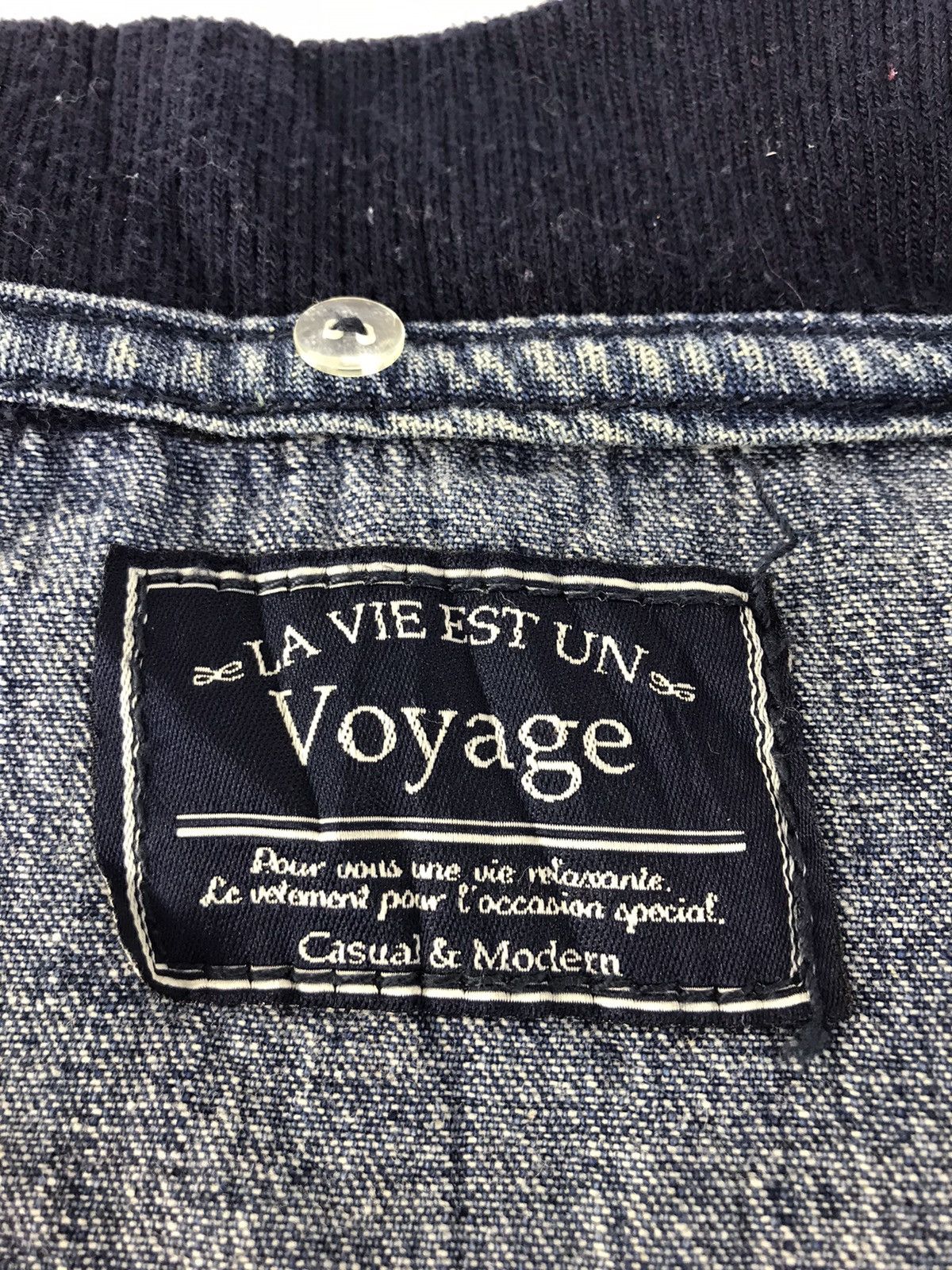 Japanese Brand × Vintage La Vie Est Un Voyage Bomber Jacket Wool Denim Snap Button Size US M / EU 48-50 / 2 - 6 Thumbnail