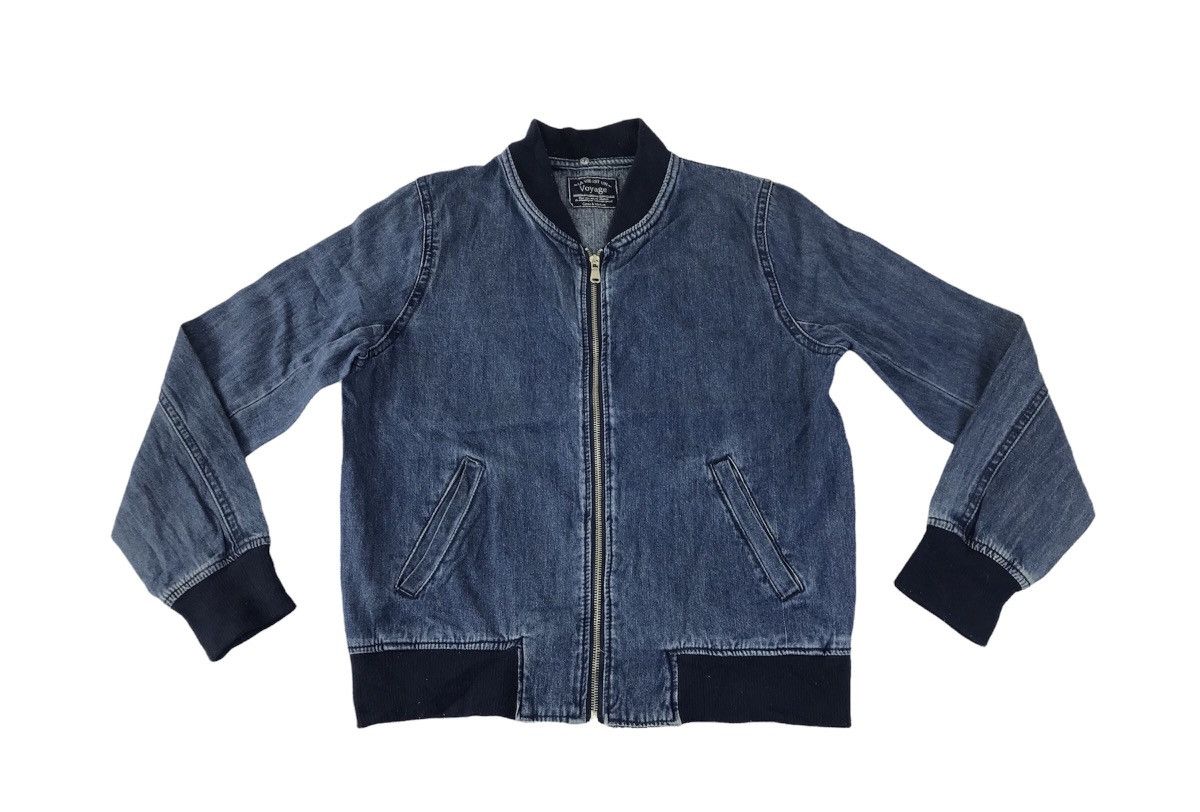 Japanese Brand × Vintage La Vie Est Un Voyage Bomber Jacket Wool Denim Snap Button Size US M / EU 48-50 / 2 - 1 Thumbnail