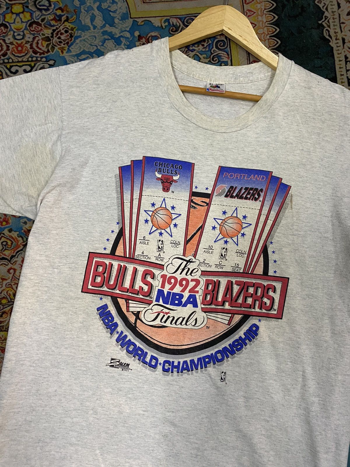Fruit Of The Loom × NBA × Vintage Vintage 1992 NBA FINALS Chicago Bulls vs Portland Blazers Size US XL / EU 56 / 4 - 2 Thumbnail