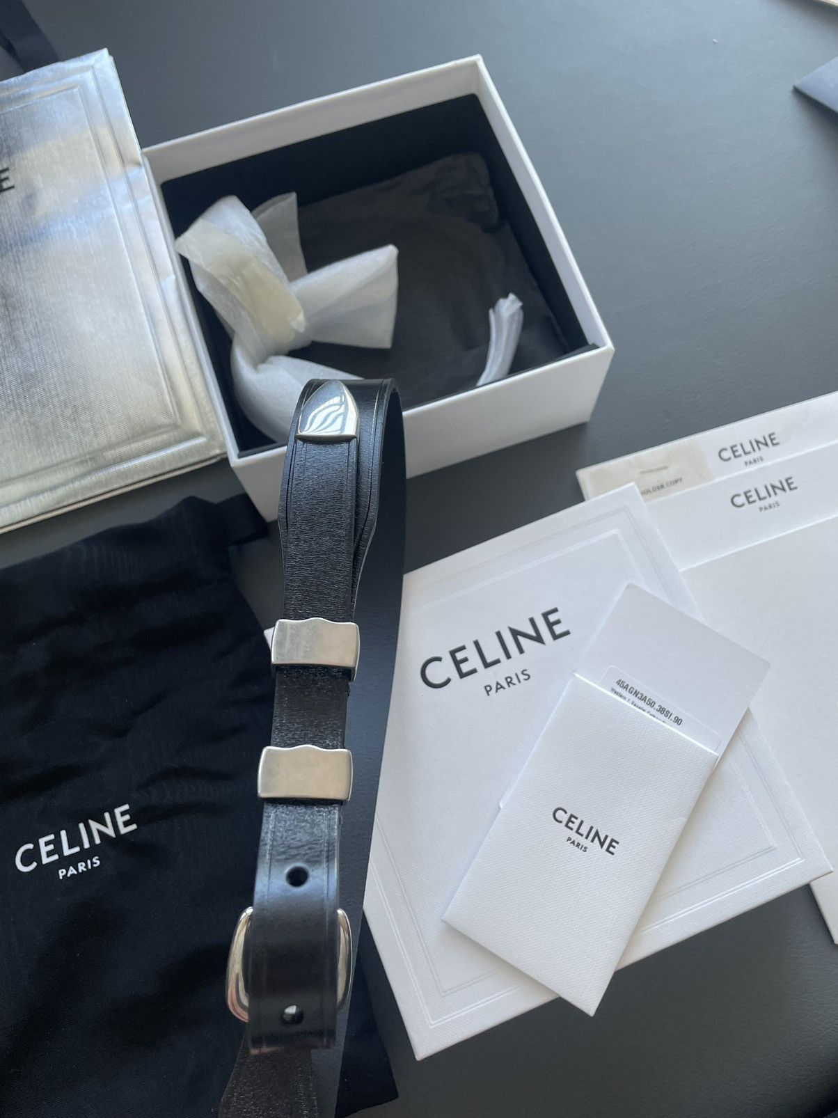 Celine × Hedi Slimane Extremely Rare Super Runway Classic Western Leather Belt Size 32 - 4 Thumbnail
