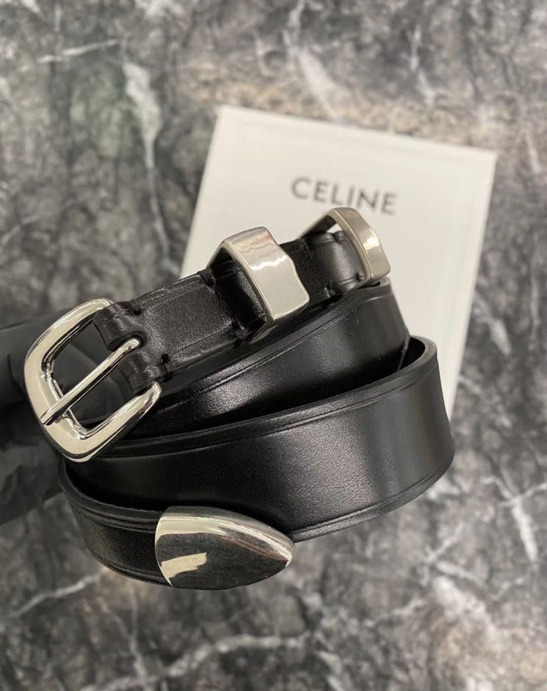 Celine × Hedi Slimane Extremely Rare Super Runway Classic Western Leather Belt Size 32 - 10 Thumbnail