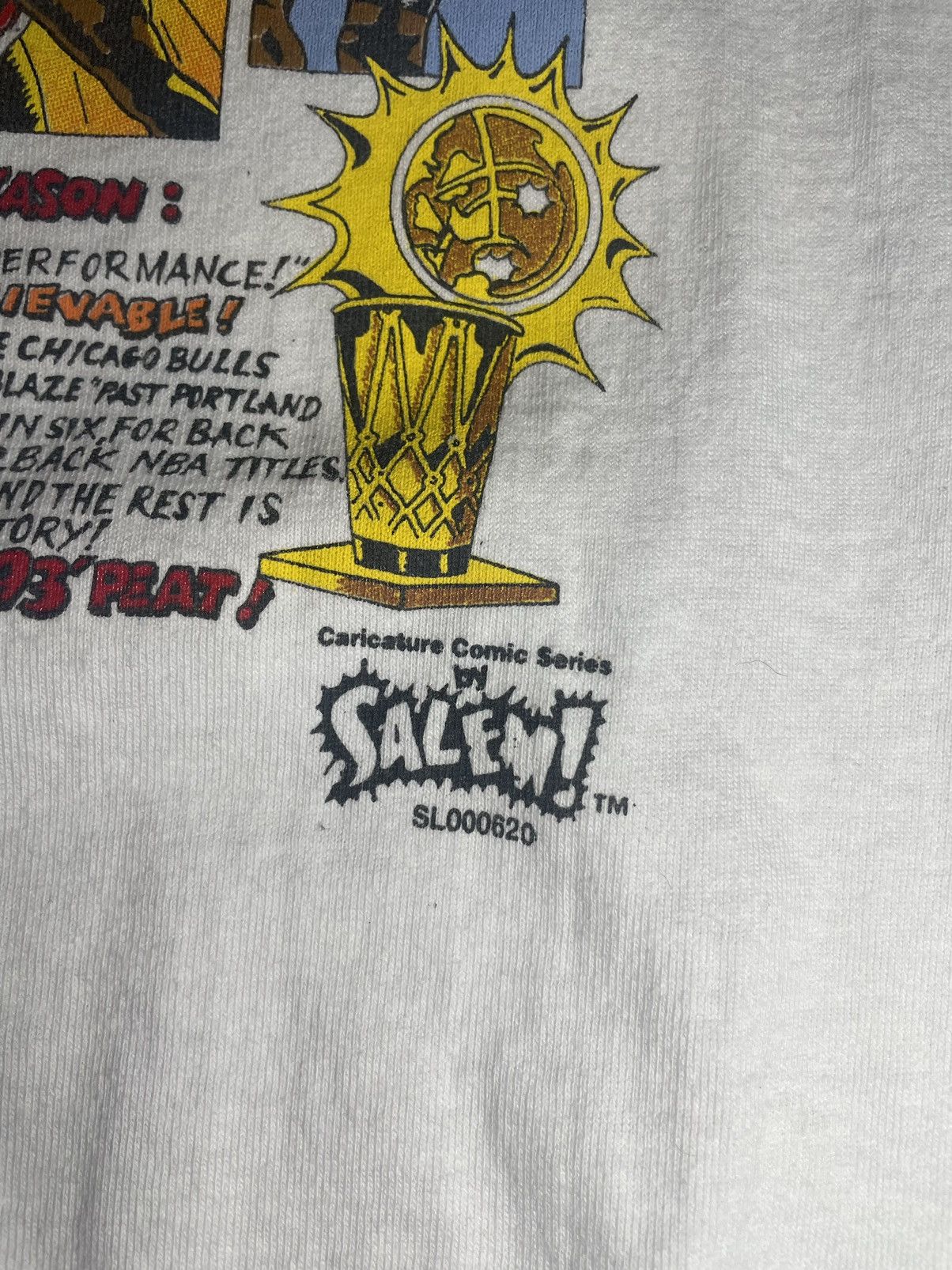 NBA × Salem Sportswear × Vintage Vintage Chicago Bulls Champions Salem Comic Series T-Shirt Size US XL / EU 56 / 4 - 3 Thumbnail