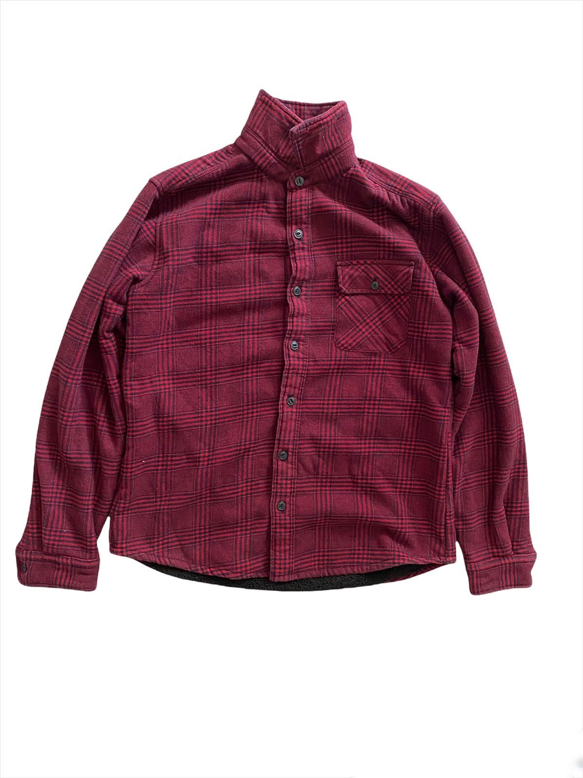 image of Flannel Gu Flanel Sherpa Linning Button Shirt Nice Designer in Plaid, Men's (Size Medium)