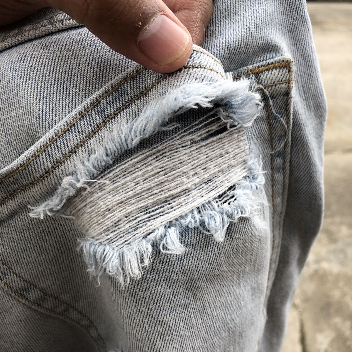 H&M × Japanese Brand 🔥Thrash🔥H&M Stoned Wash Rips Distress Skinny Denim Jeans Size US 32 / EU 48 - 10 Thumbnail