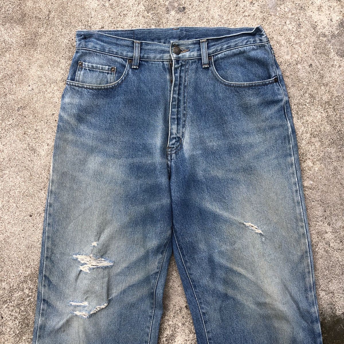 Converse 🔥Thrash🔥Converse Stoned Wash Rips Baggy Relaxed Denim Jeans Size US 30 / EU 46 - 2 Thumbnail