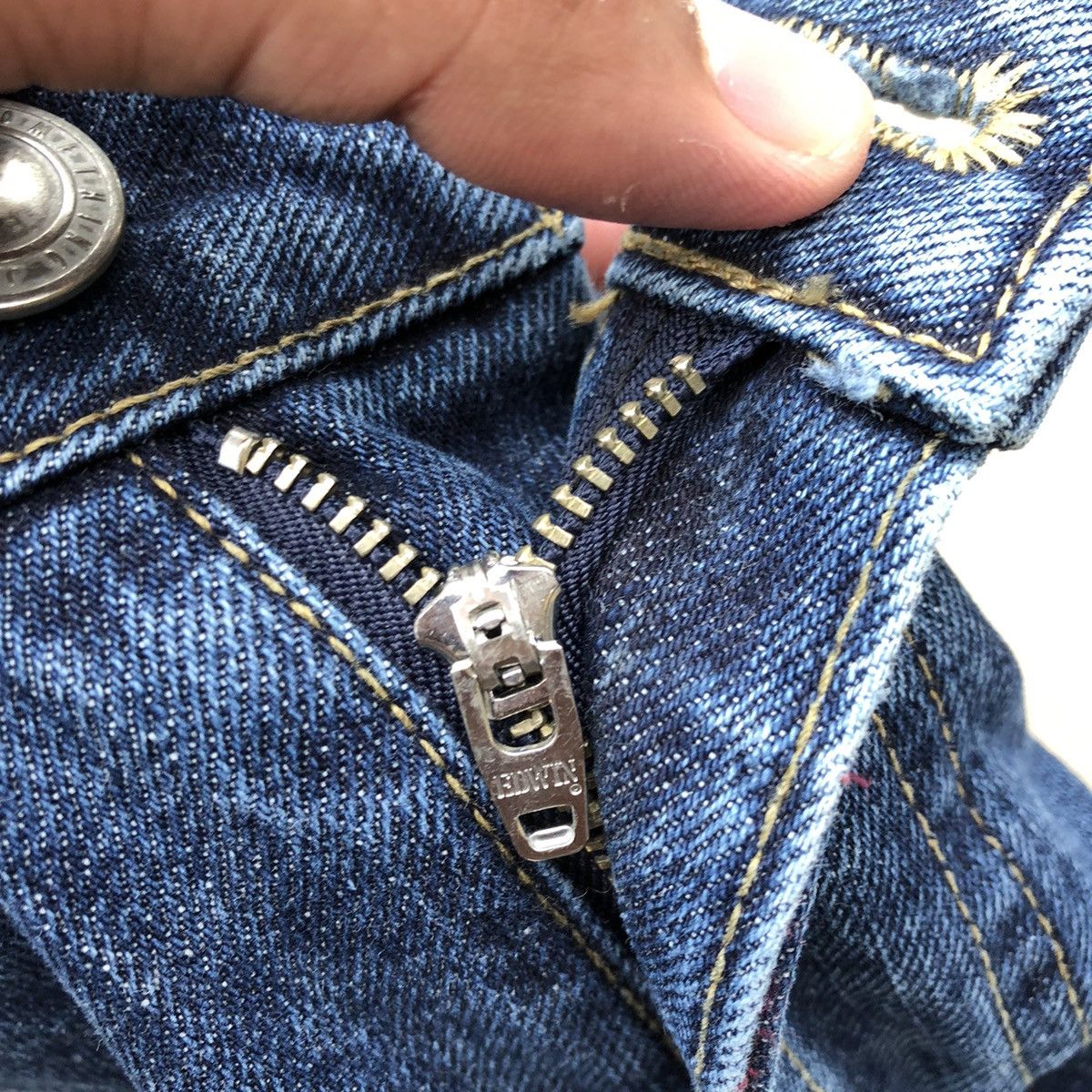 Designer × Edwin 🔥Rare🔥Edwin Something Page Boy Open Leg Relaxed Denim Jeans Size US 30 / EU 46 - 11 Thumbnail