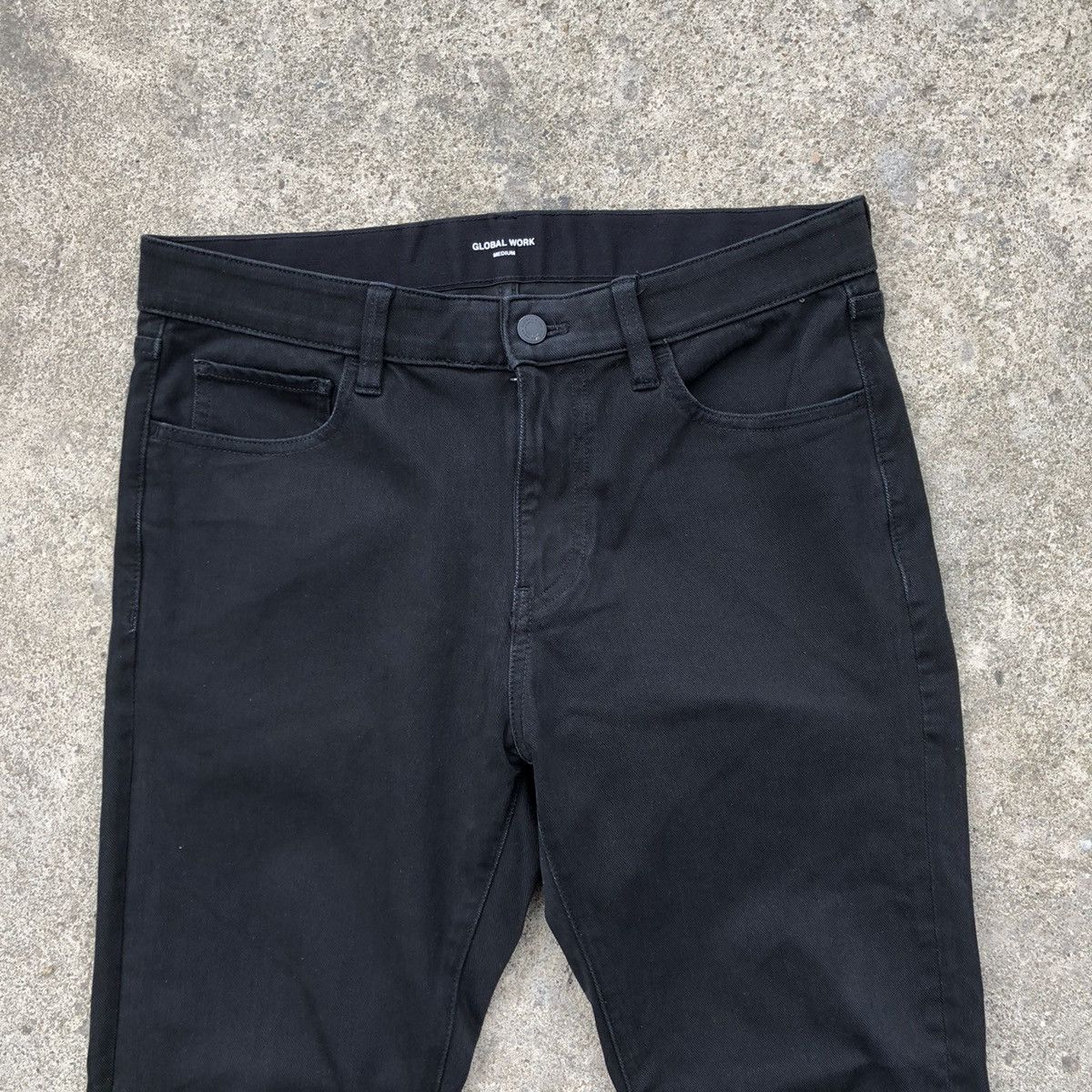 Global Work × Japanese Brand 🔥Rare🔥🇯🇵Global Work Super Black Rips Slim Fit Denim Jeans Size US 32 / EU 48 - 2 Thumbnail