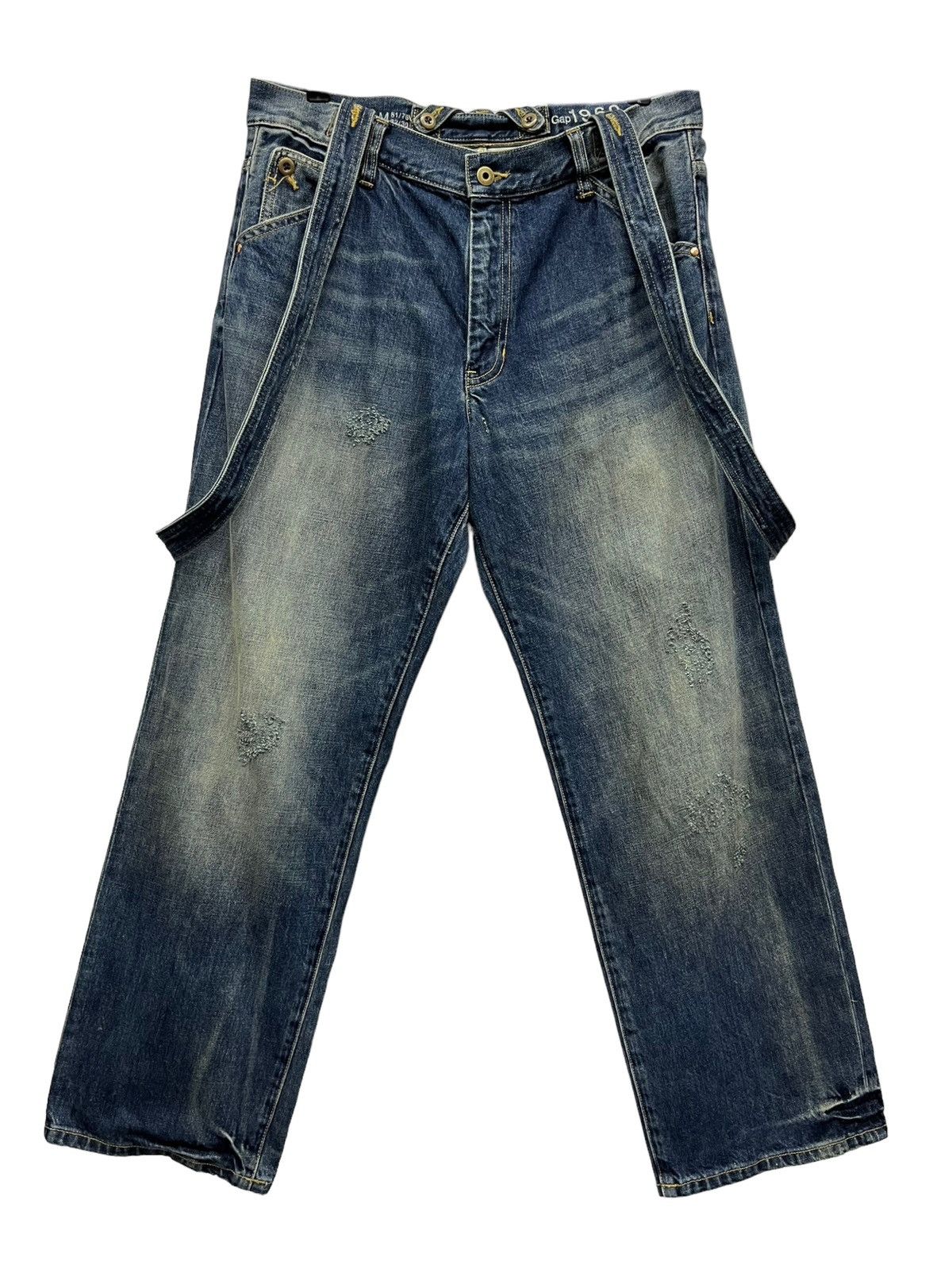 Gap GAP Easy Fit Baggy Distressed Denim Bondage Suspender Jeans Size US 32 / EU 48 - 1 Thumbnail