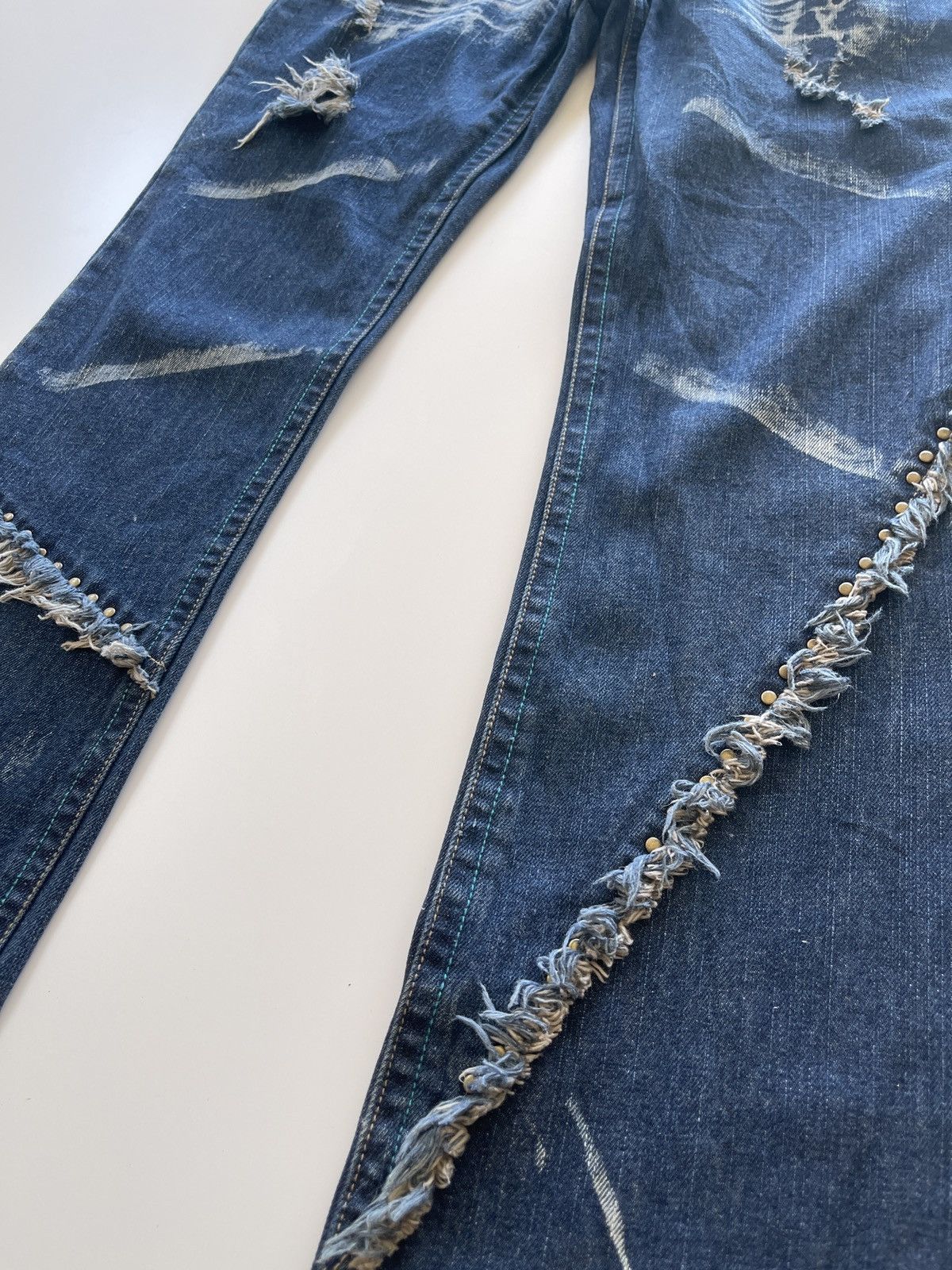 Vintage Double waist Distressed Flared Rockabily Denim Size 34" / US 12 / IT 48 - 11 Thumbnail